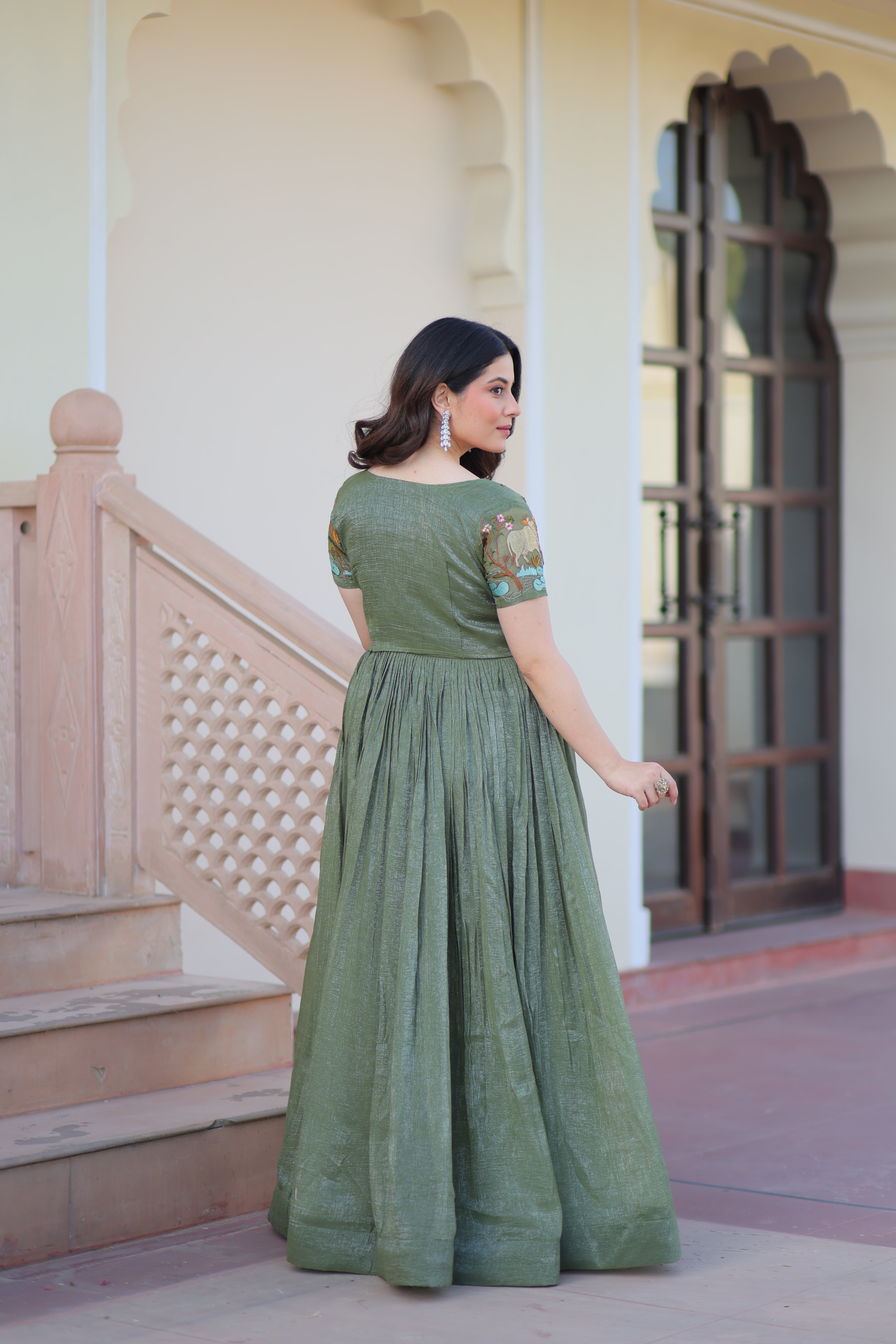 Flared Anarkali Gown with Intricate Embroidery