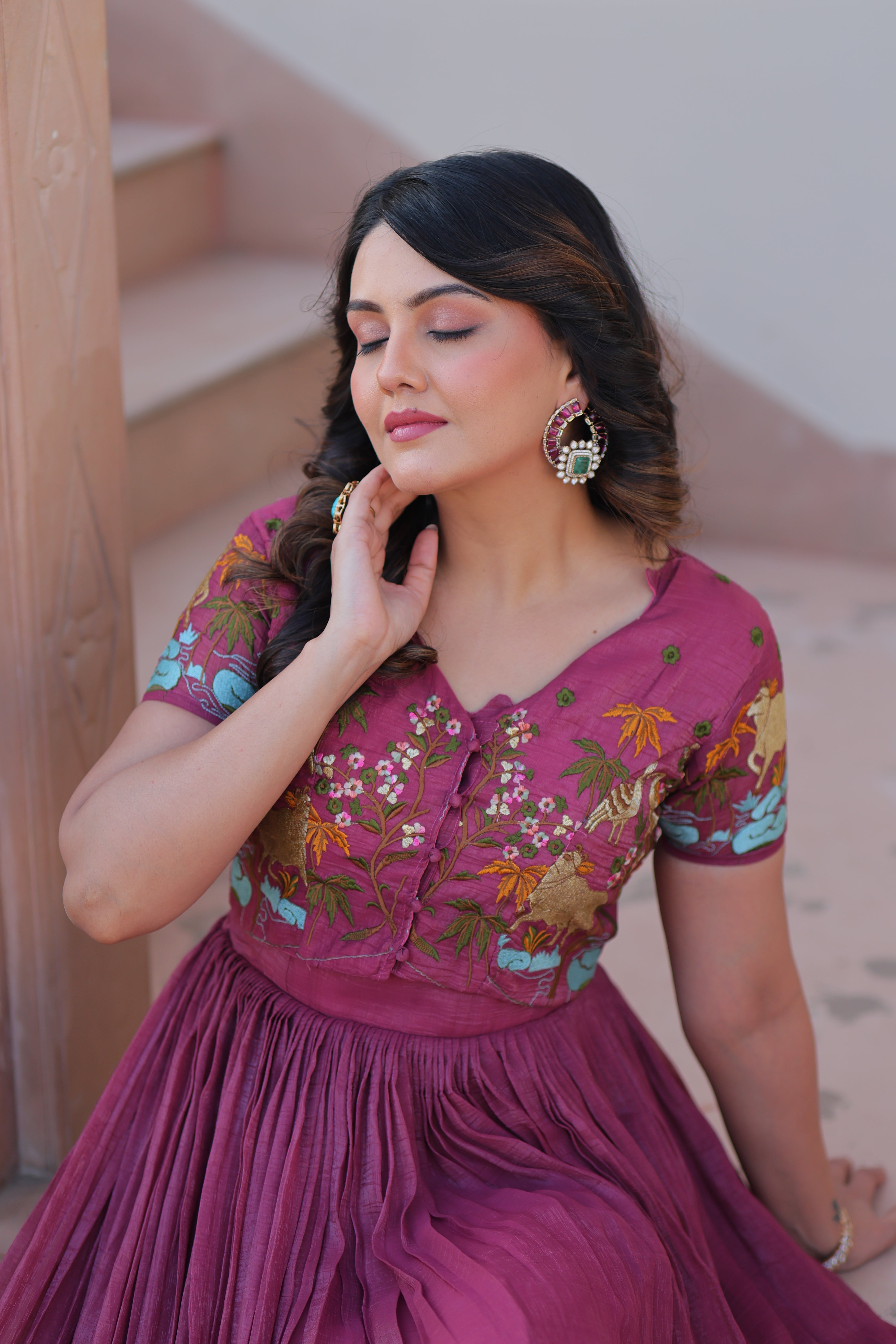 Flared Anarkali Gown with Intricate Embroidery
