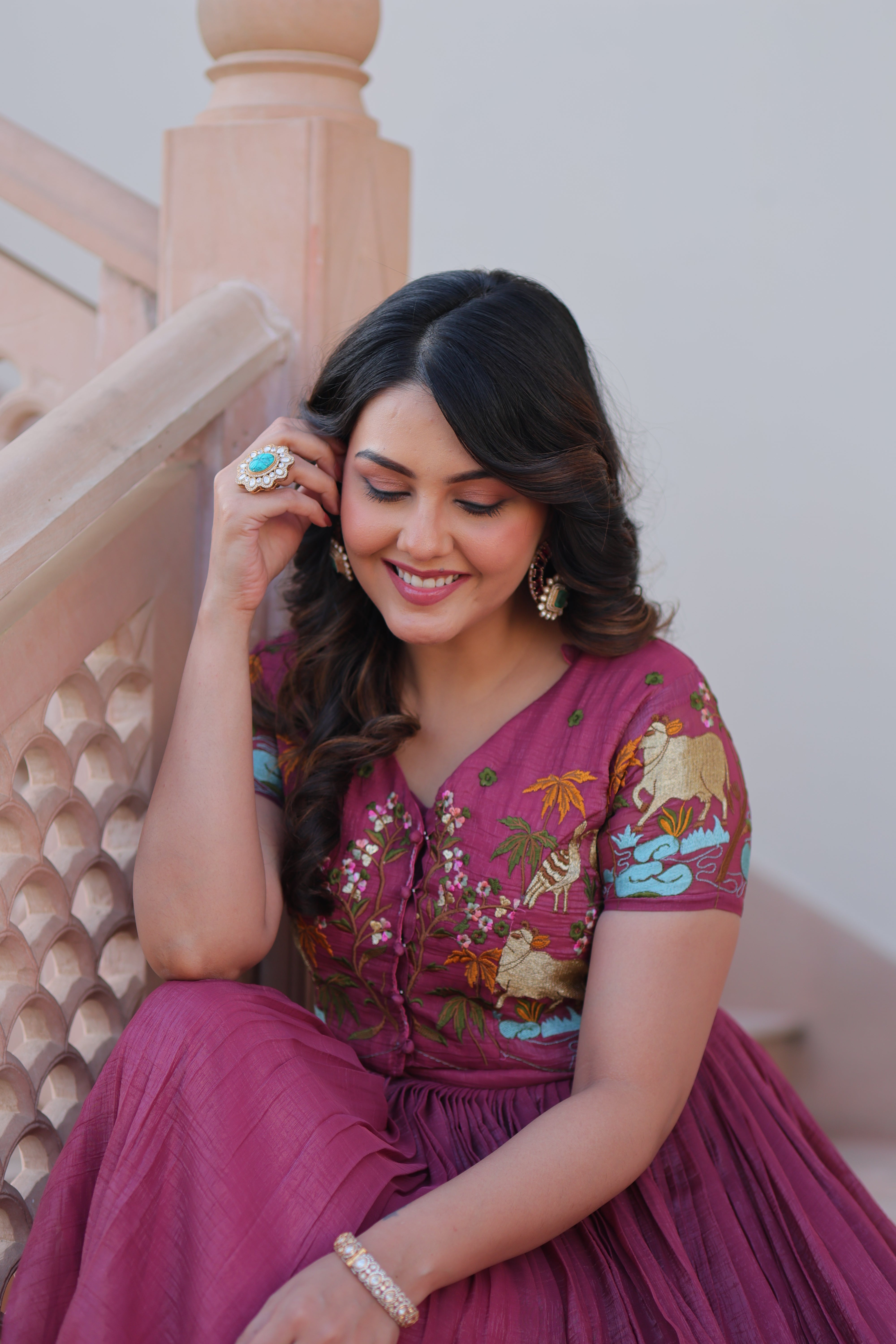 Flared Anarkali Gown with Intricate Embroidery