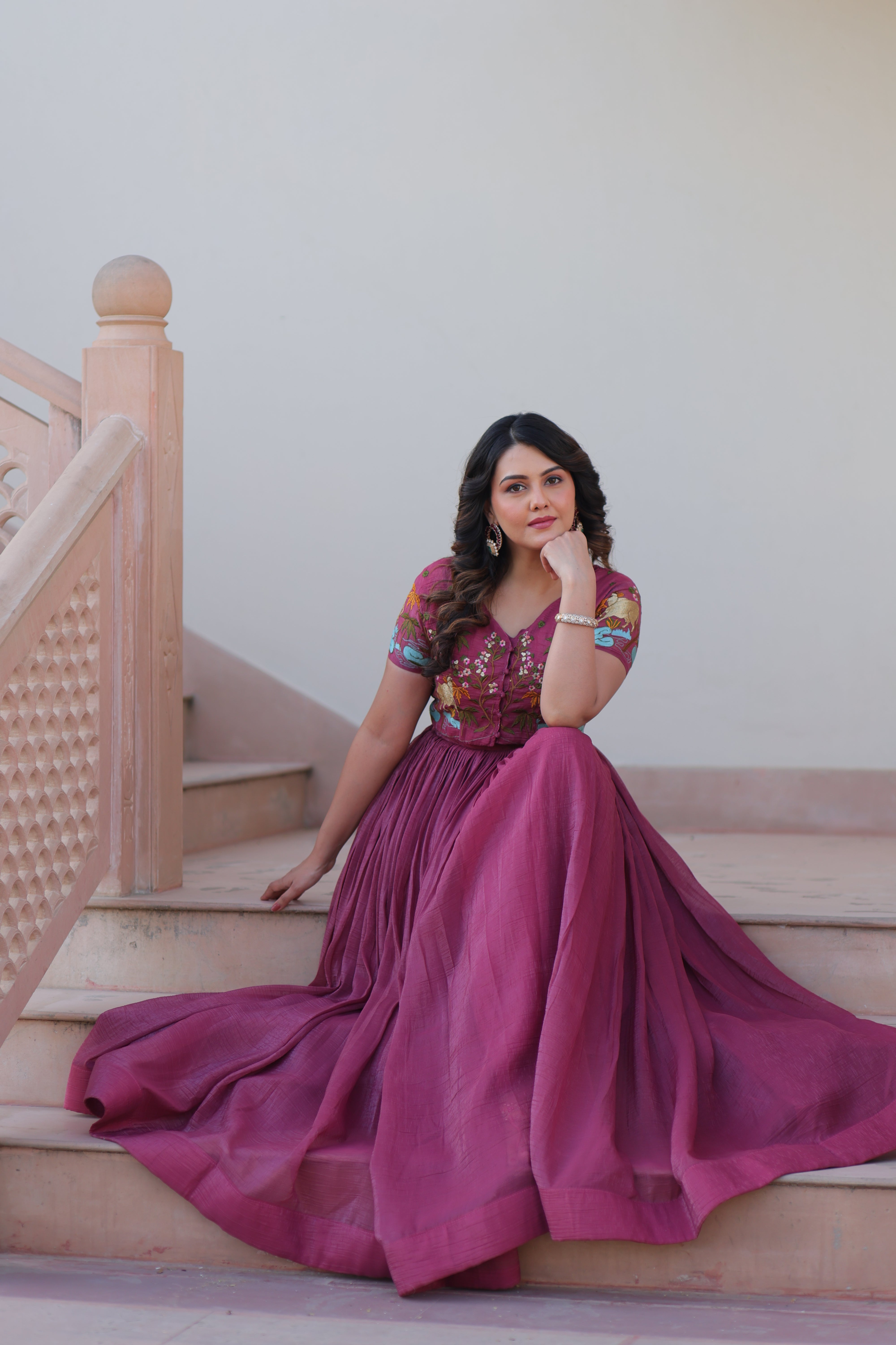 Flared Anarkali Gown with Intricate Embroidery