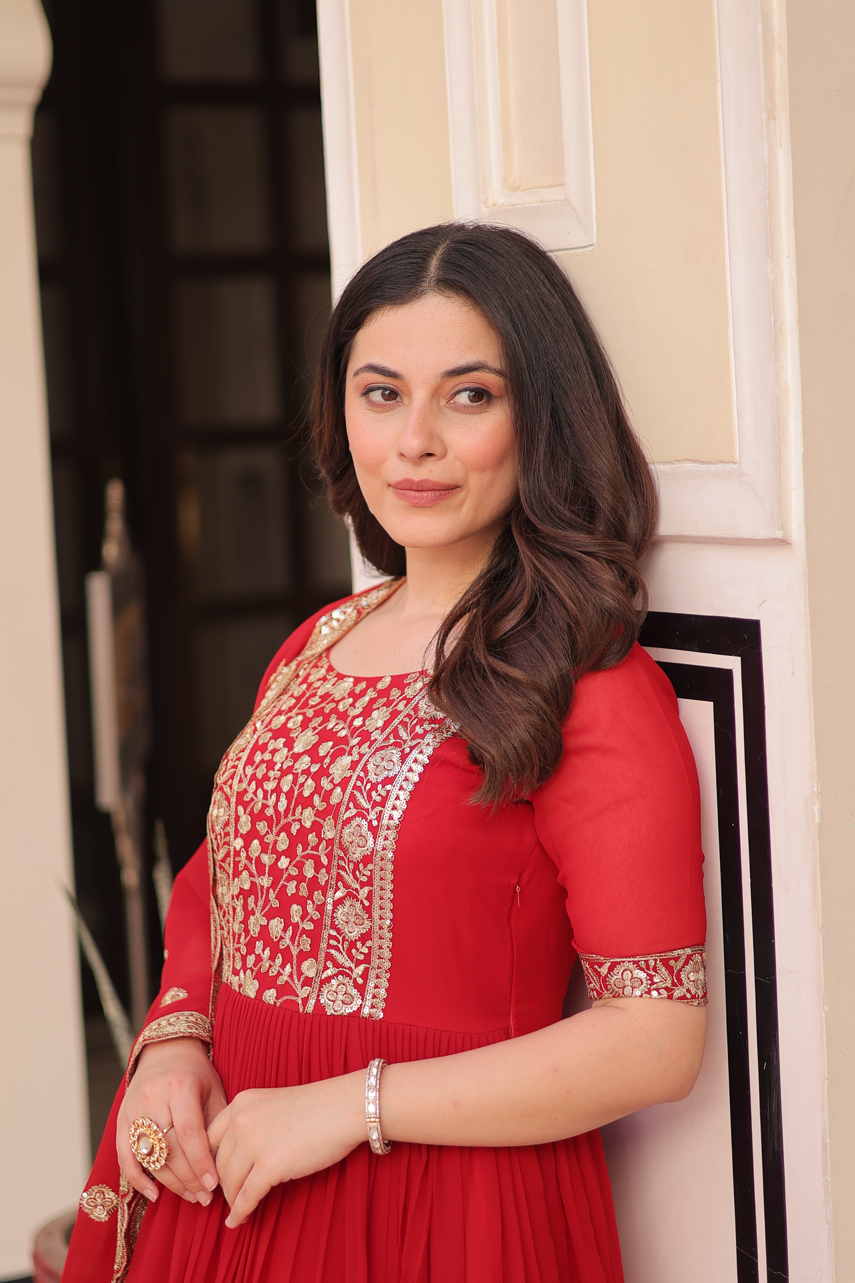 Embroidered Anarkali Gown with Dupatta