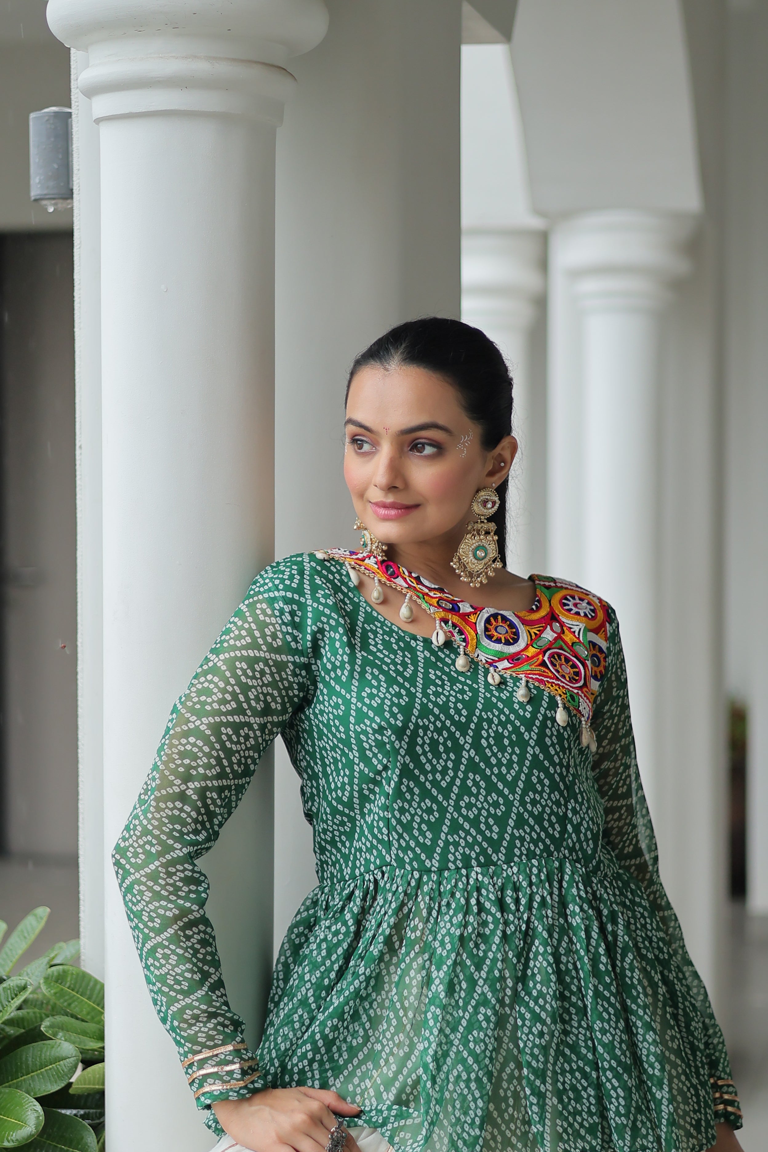 Peplum Kurti with Printed Bodice and Flared Skirt