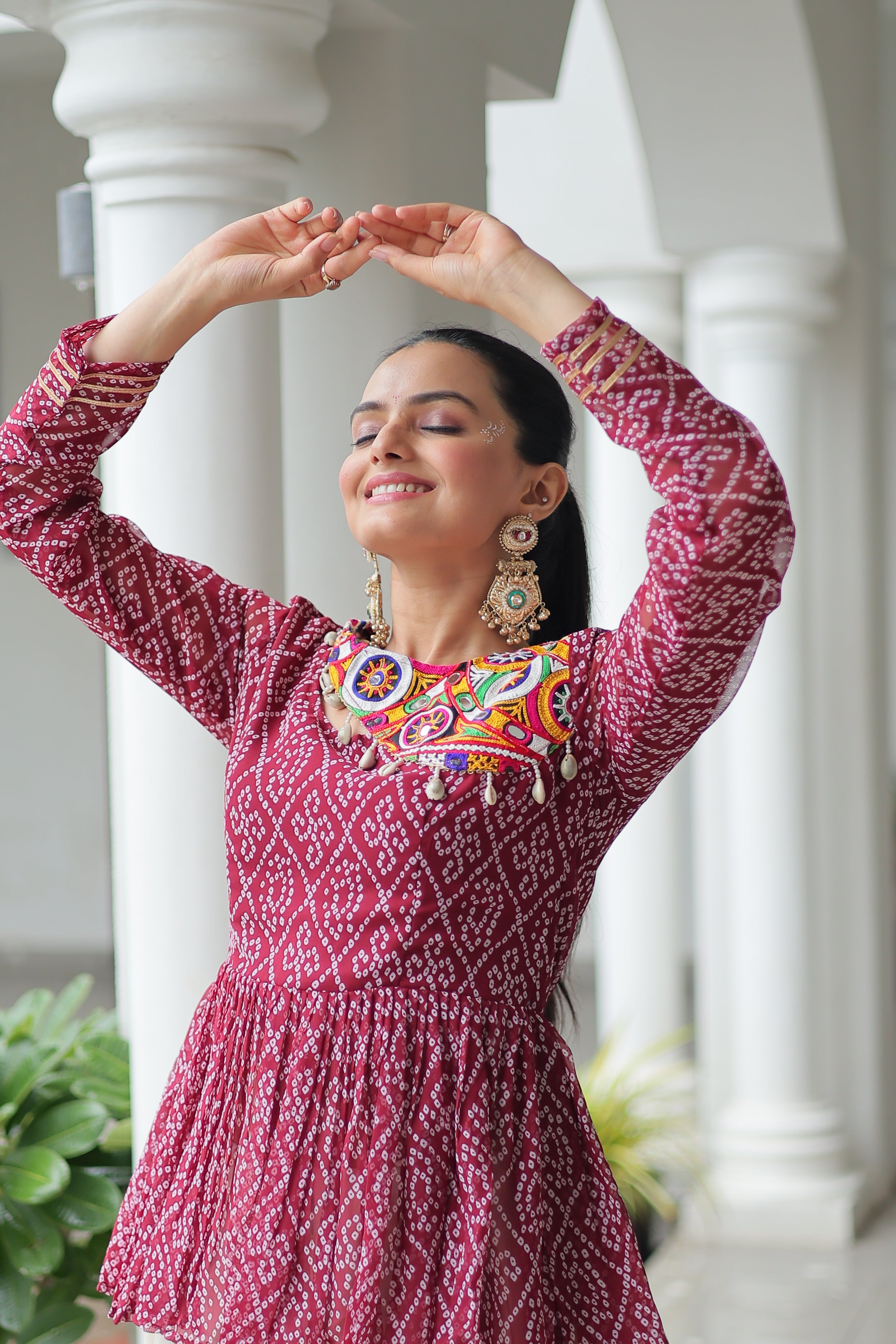 Peplum Kurti with Printed Bodice and Flared Skirt