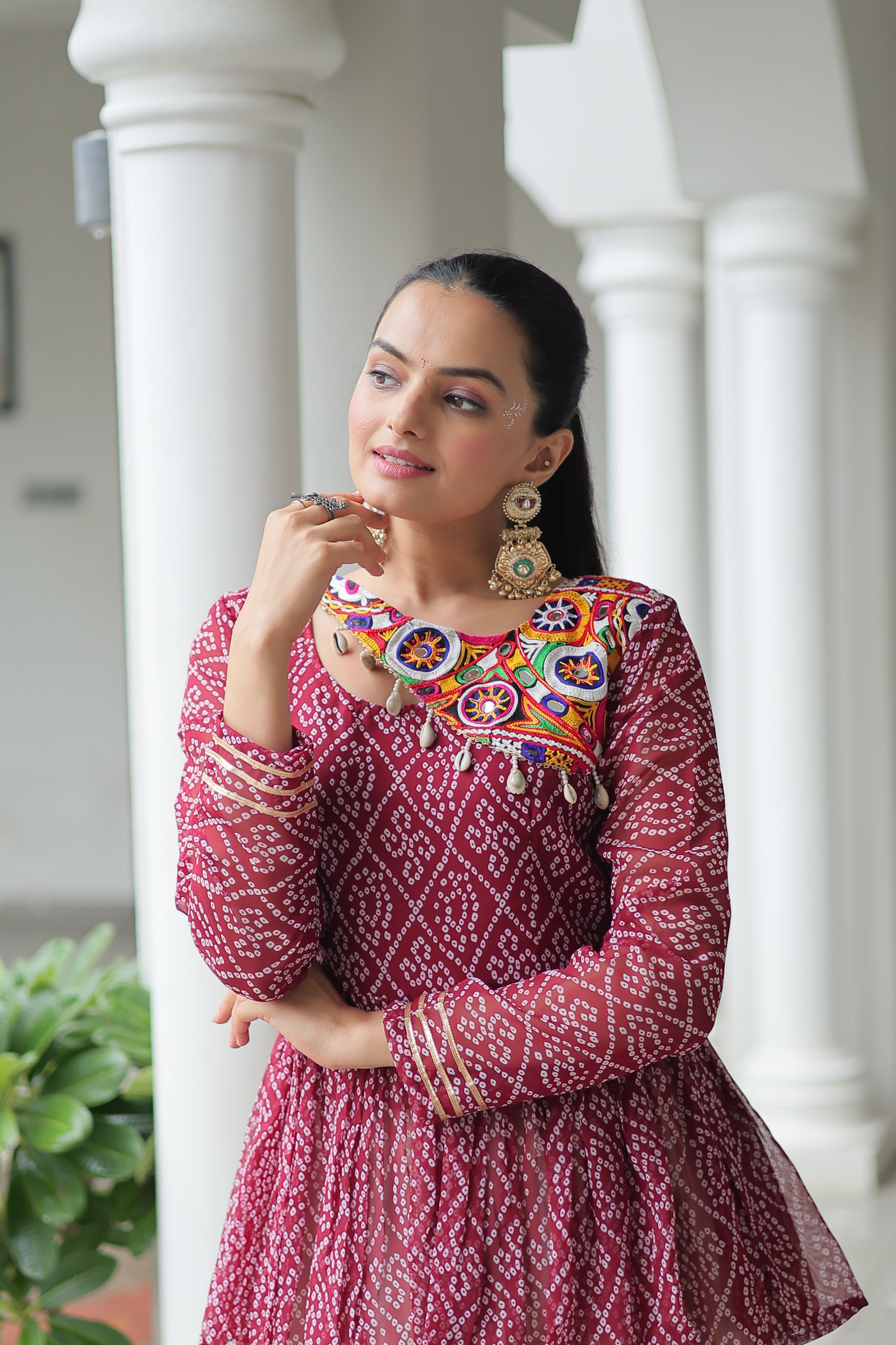 Peplum Kurti with Printed Bodice and Flared Skirt