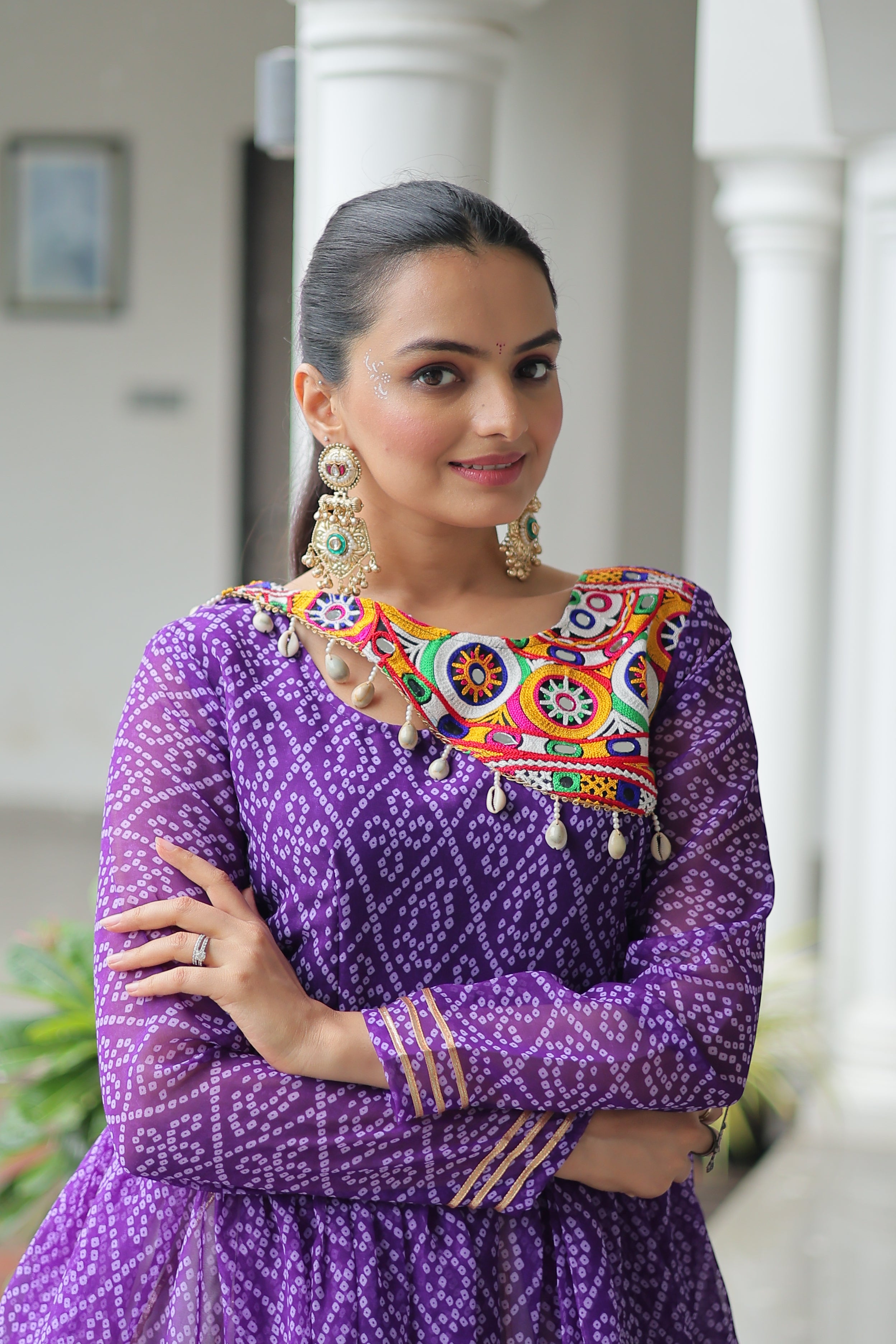 Peplum Kurti with Printed Bodice and Flared Skirt