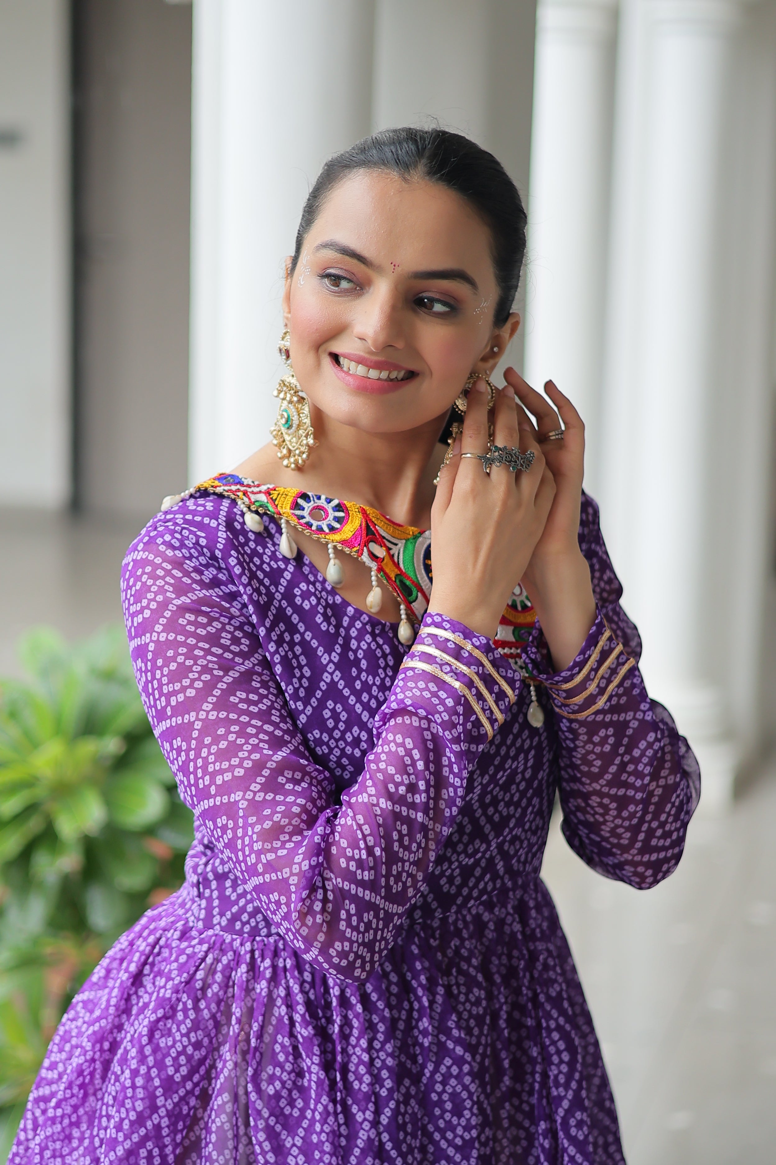 Peplum Kurti with Printed Bodice and Flared Skirt