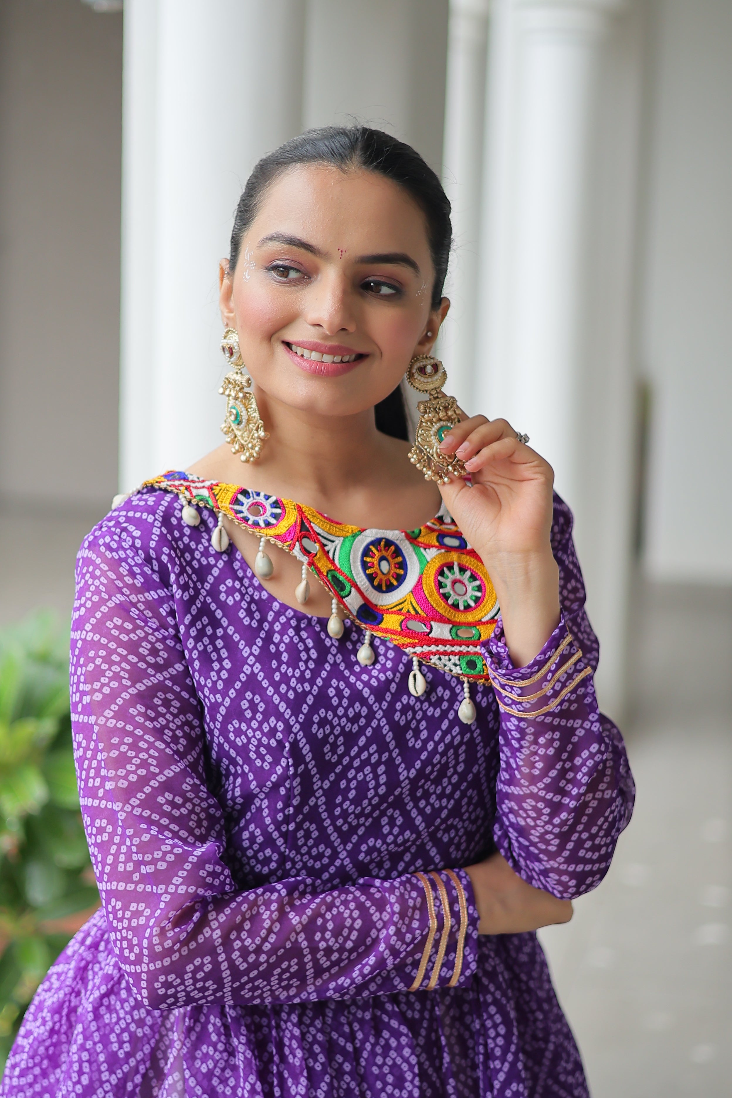 Peplum Kurti with Printed Bodice and Flared Skirt