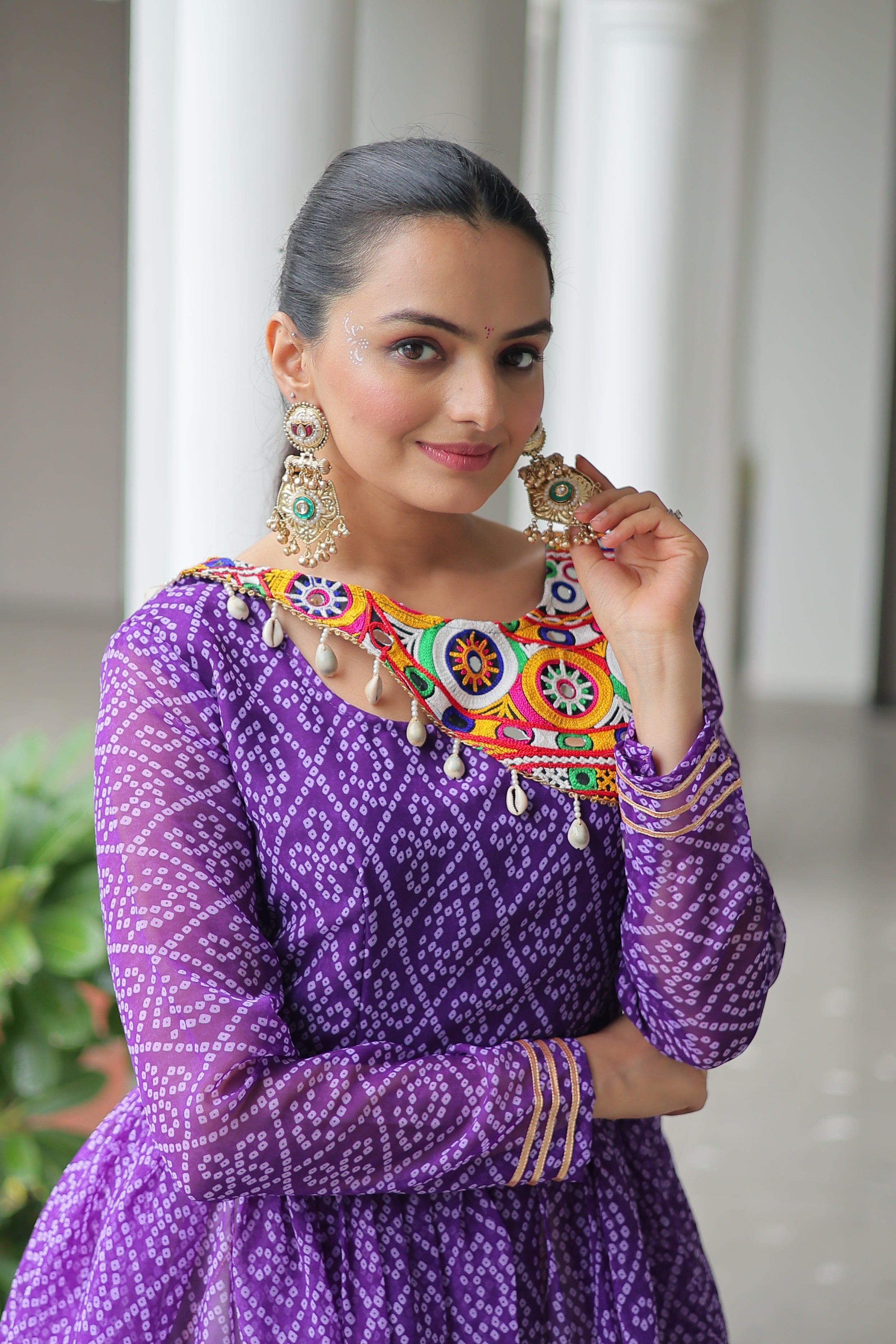 Peplum Kurti with Printed Bodice and Flared Skirt