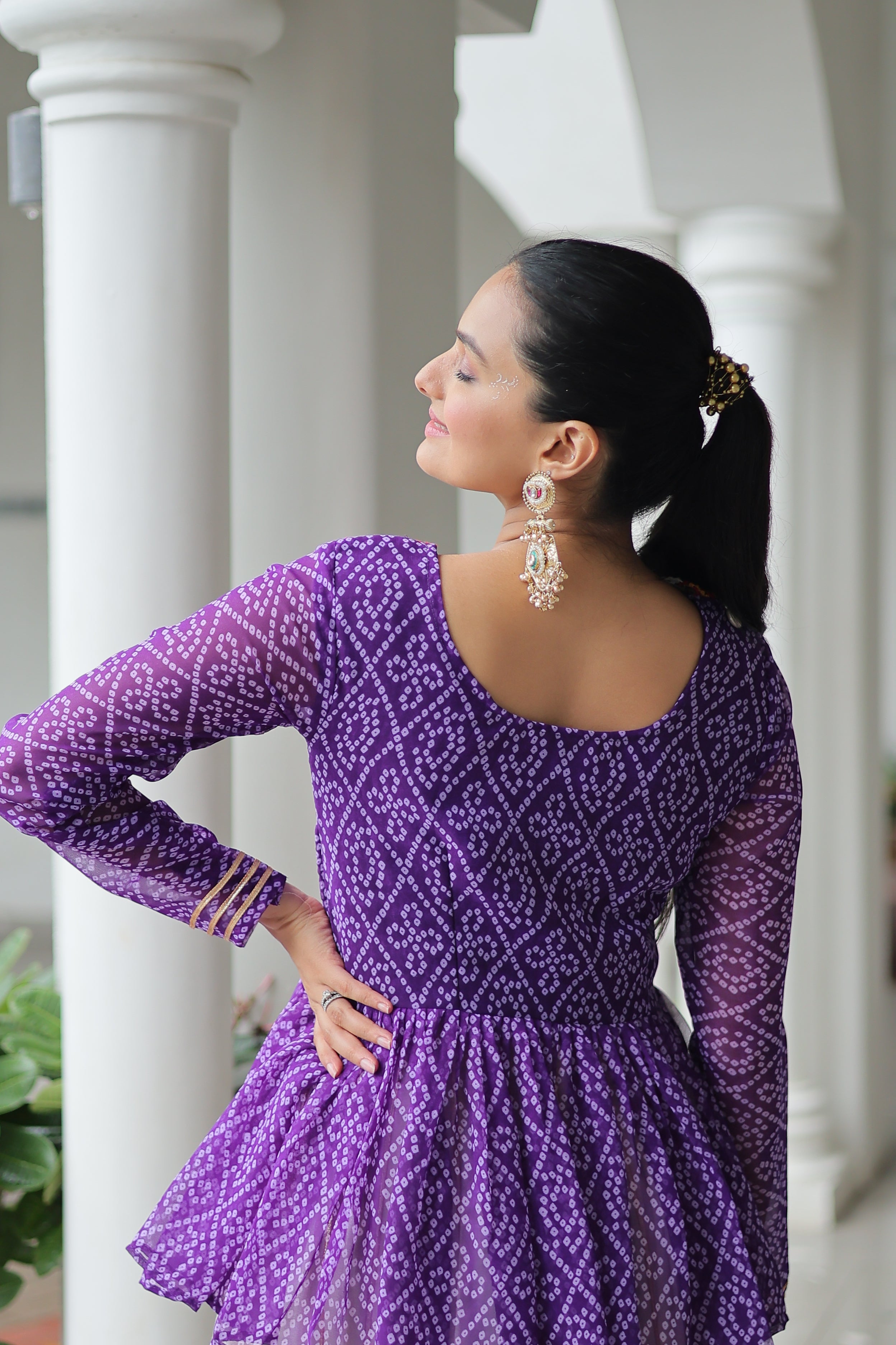 Peplum Kurti with Printed Bodice and Flared Skirt