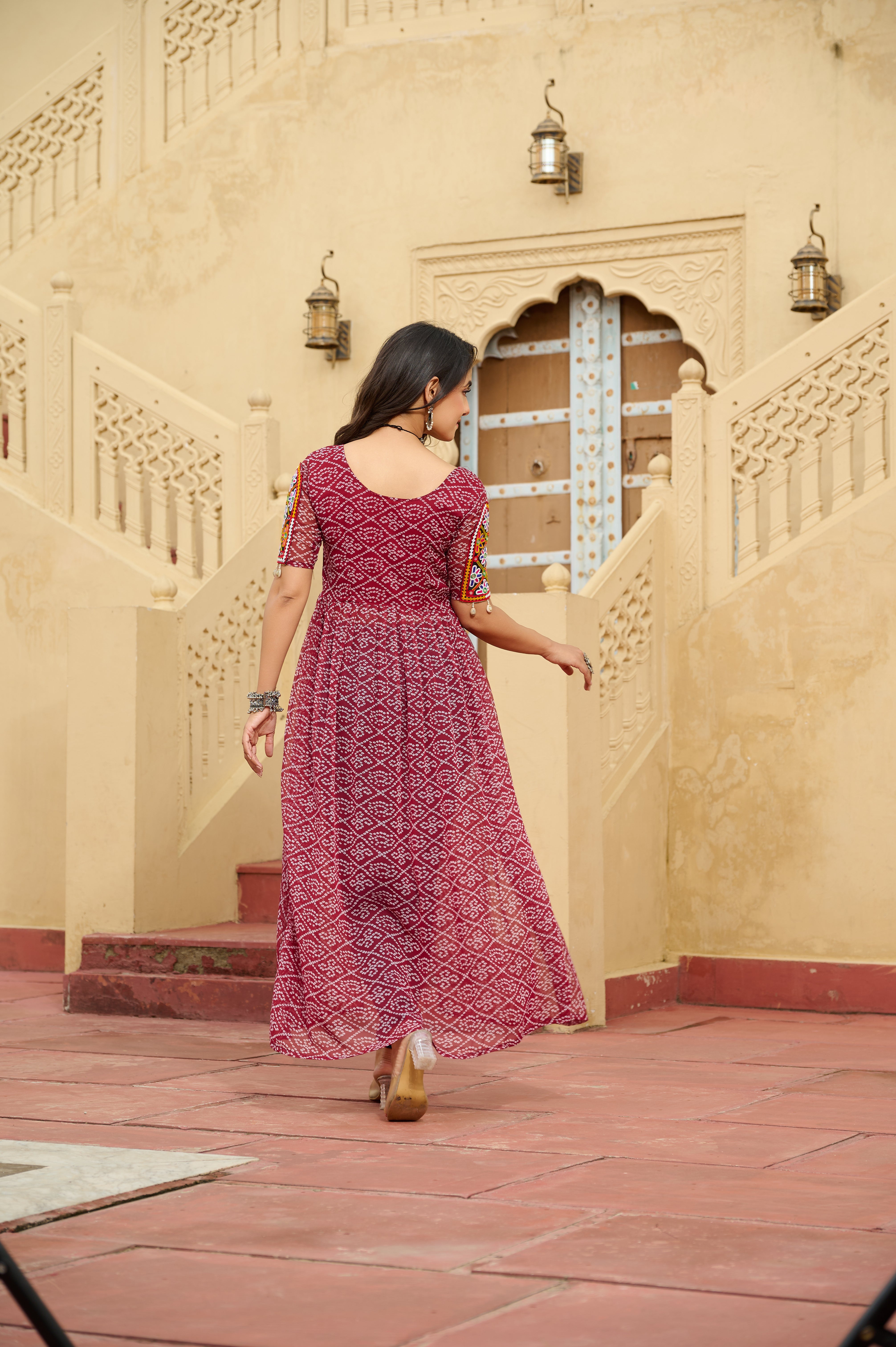 Kutchi Embroidered Short Jacket Style Printed Front-Slit Kurti