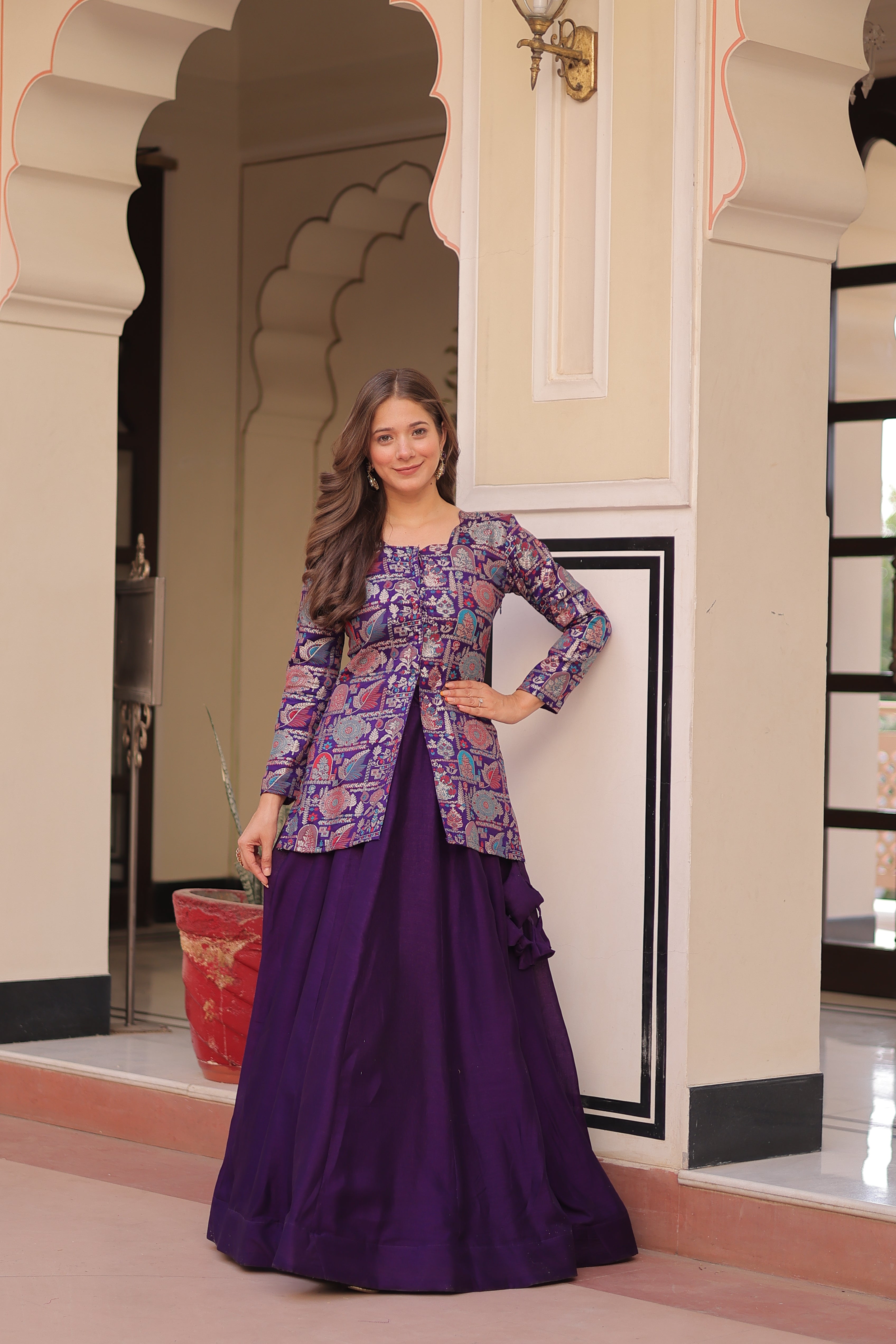 Regal Banarasi Silk Jacket Lehenga Set