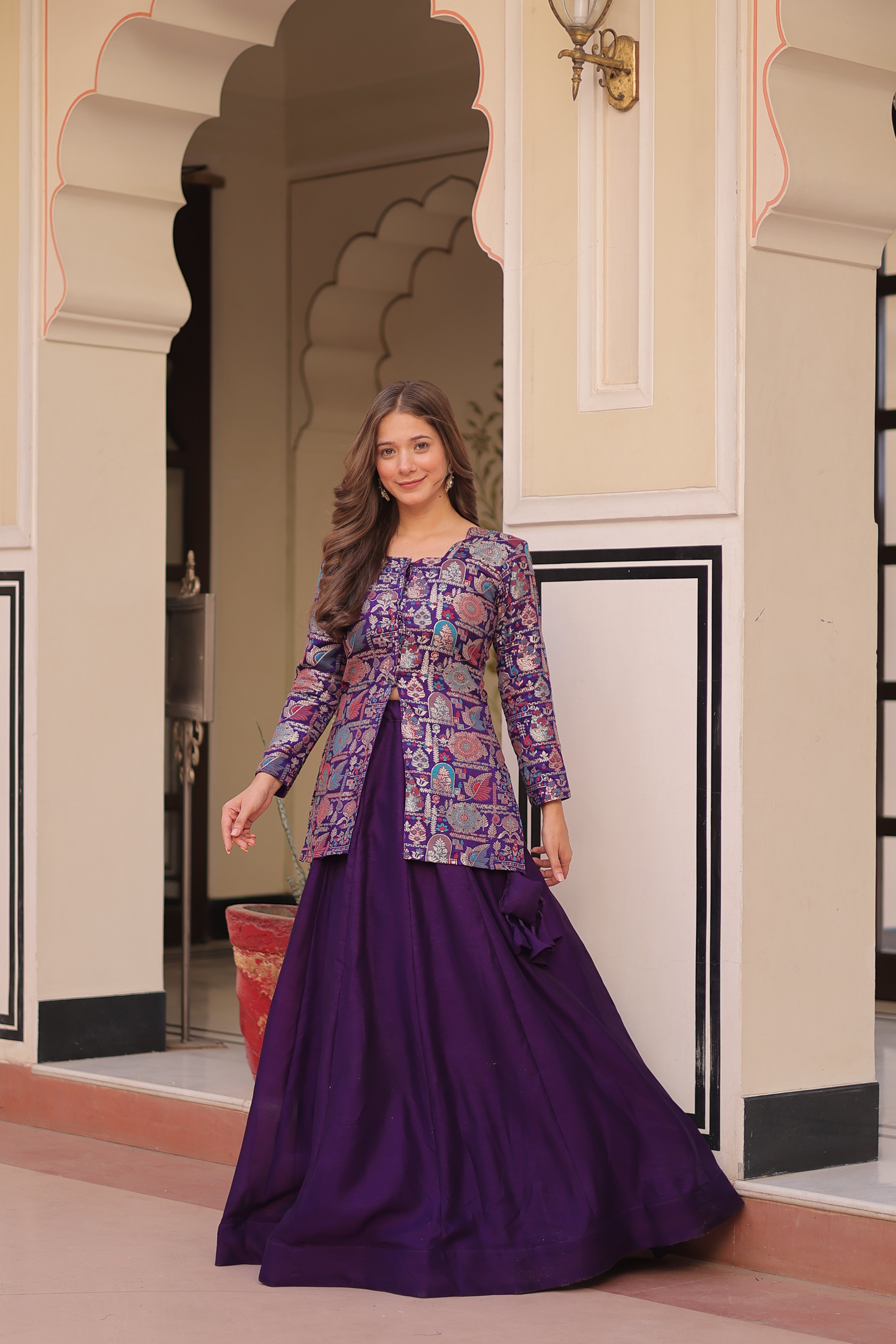 Regal Banarasi Silk Jacket Lehenga Set