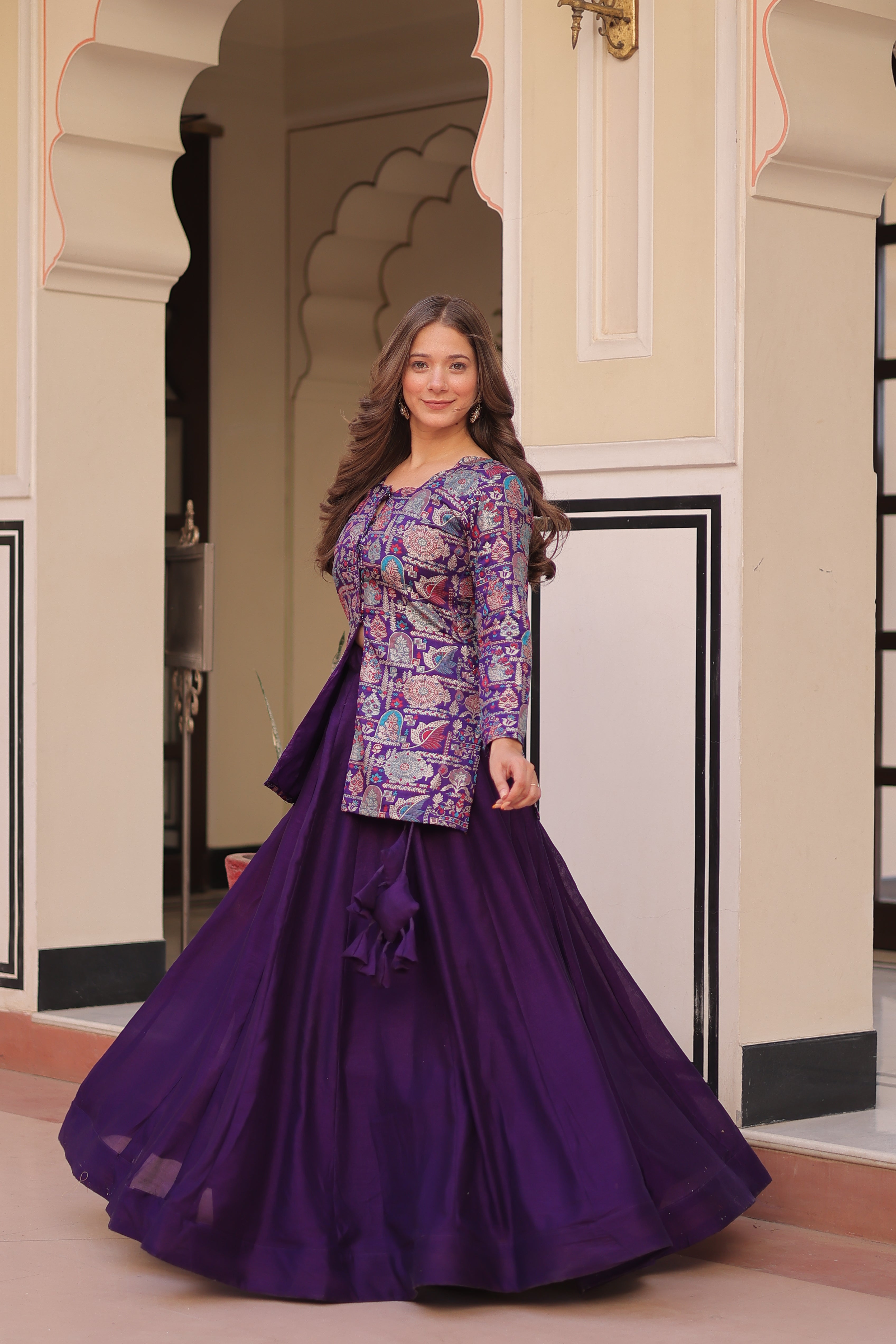Regal Banarasi Silk Jacket Lehenga Set
