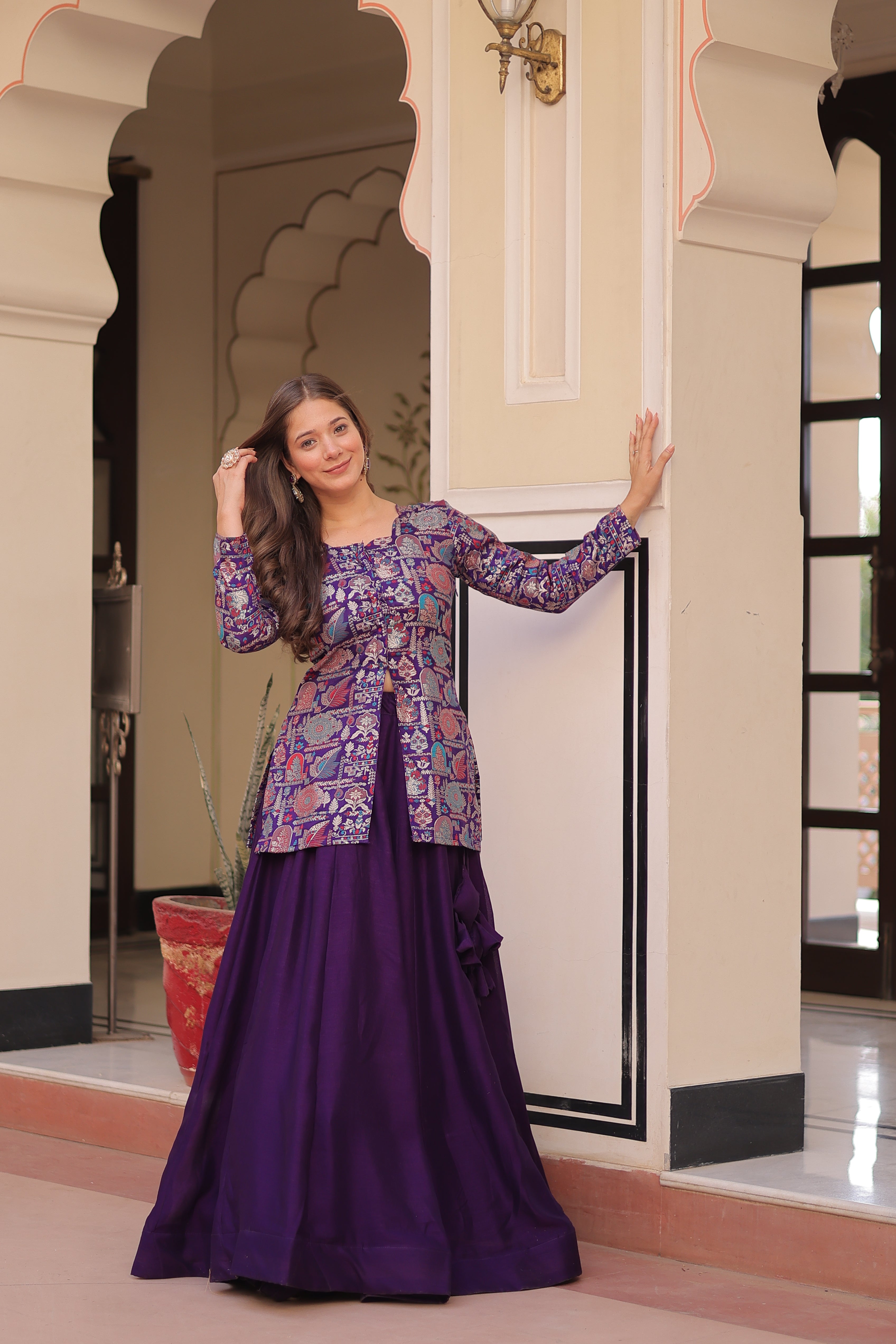 Regal Banarasi Silk Jacket Lehenga Set