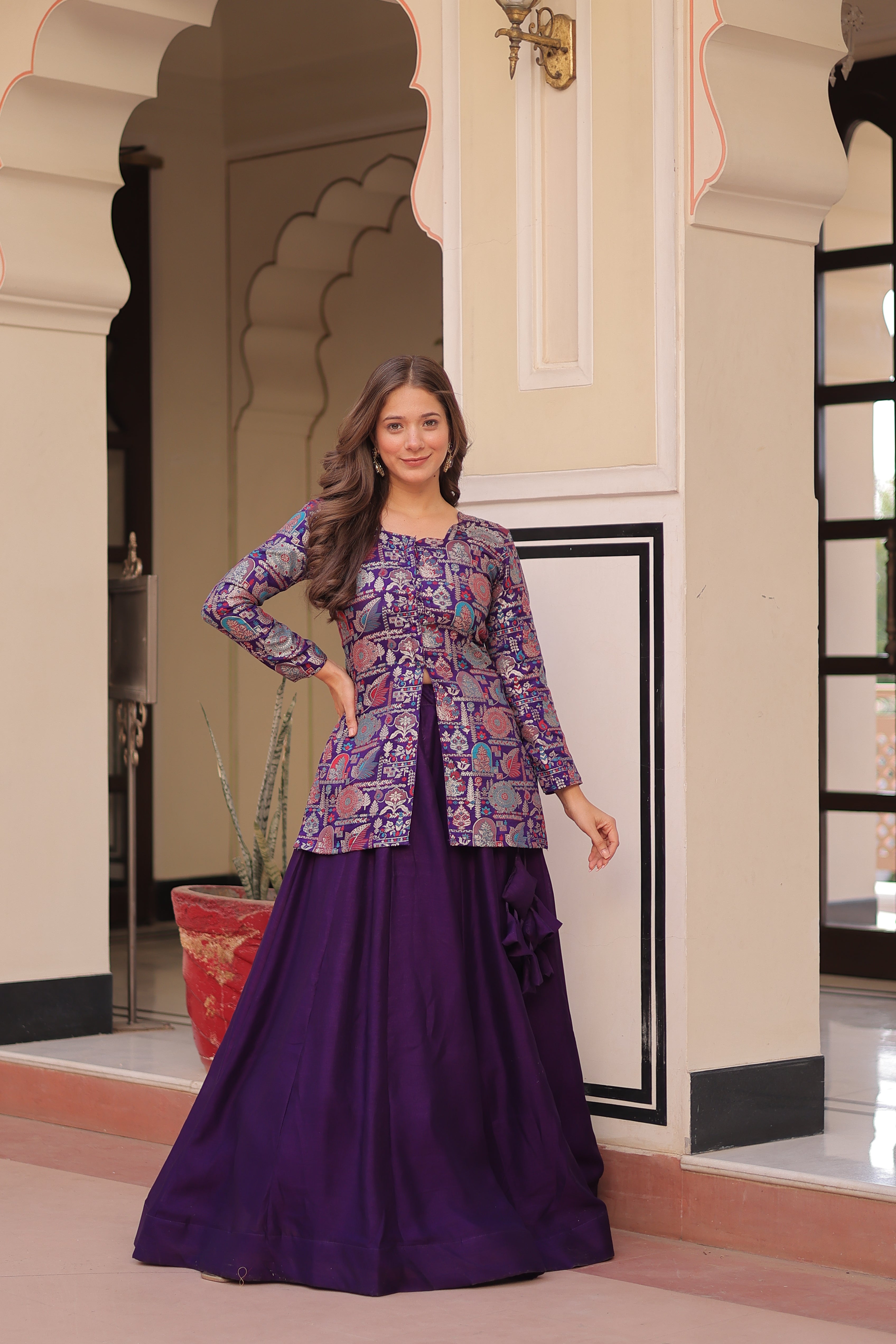 Regal Banarasi Silk Jacket Lehenga Set