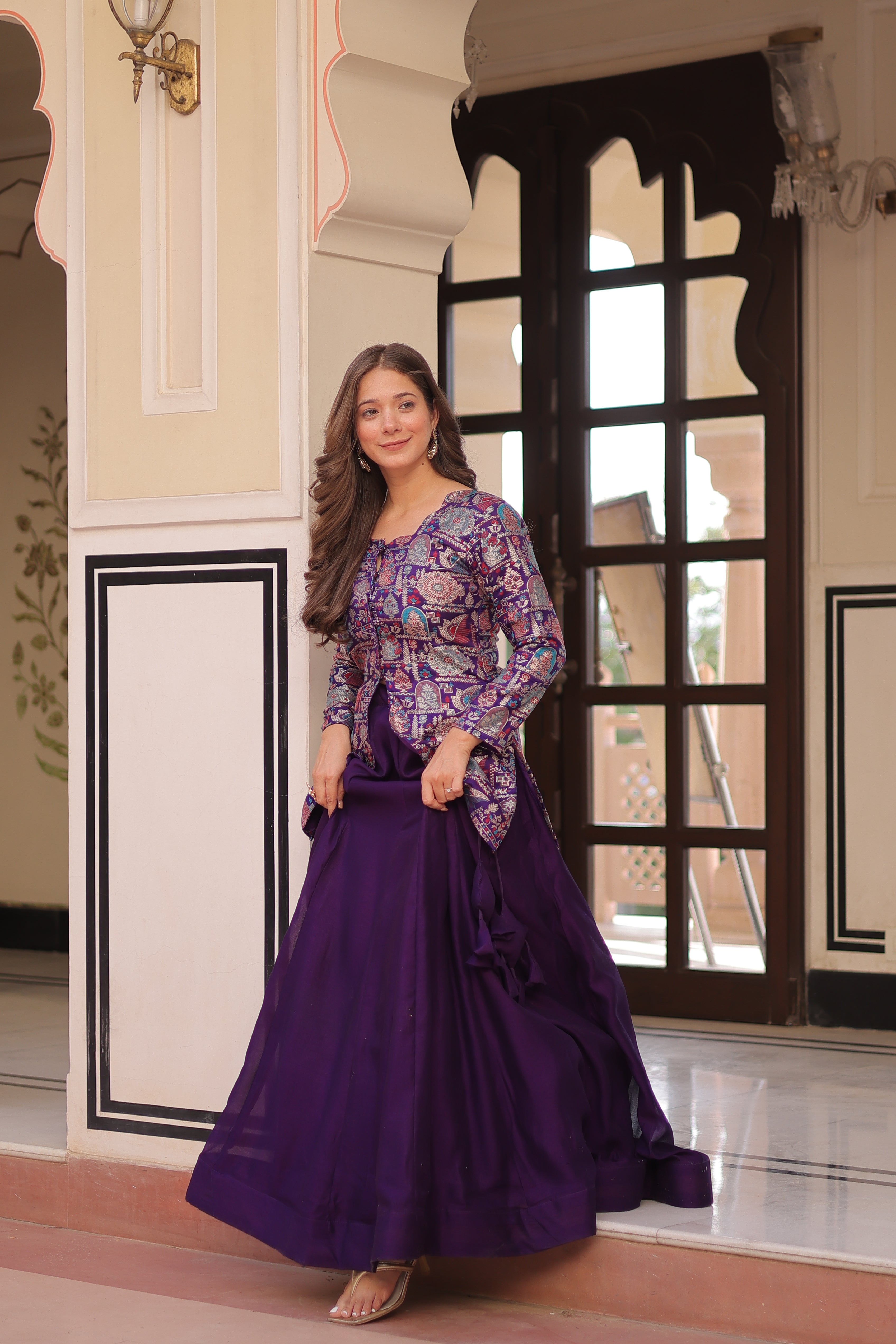 Regal Banarasi Silk Jacket Lehenga Set