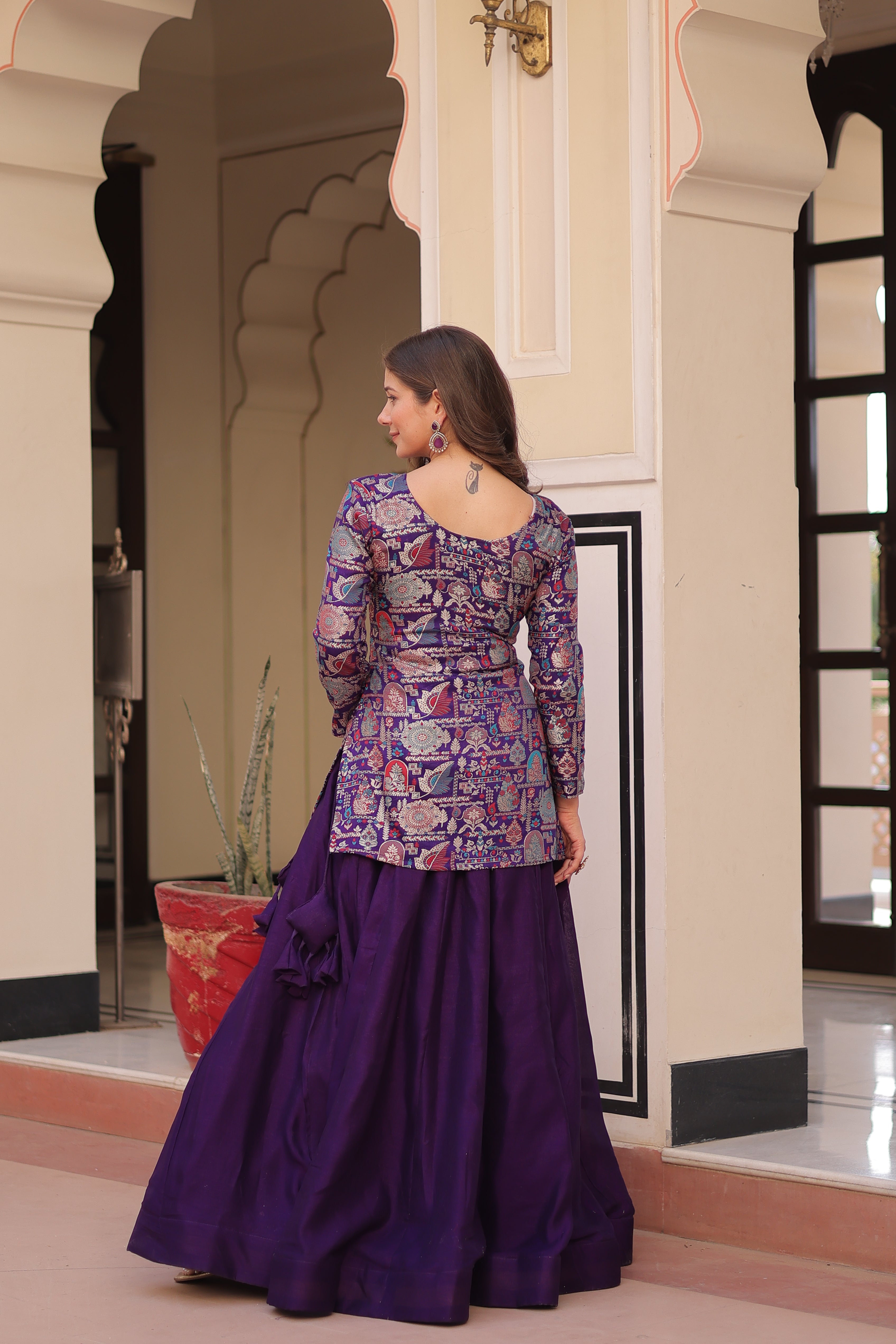 Regal Banarasi Silk Jacket Lehenga Set