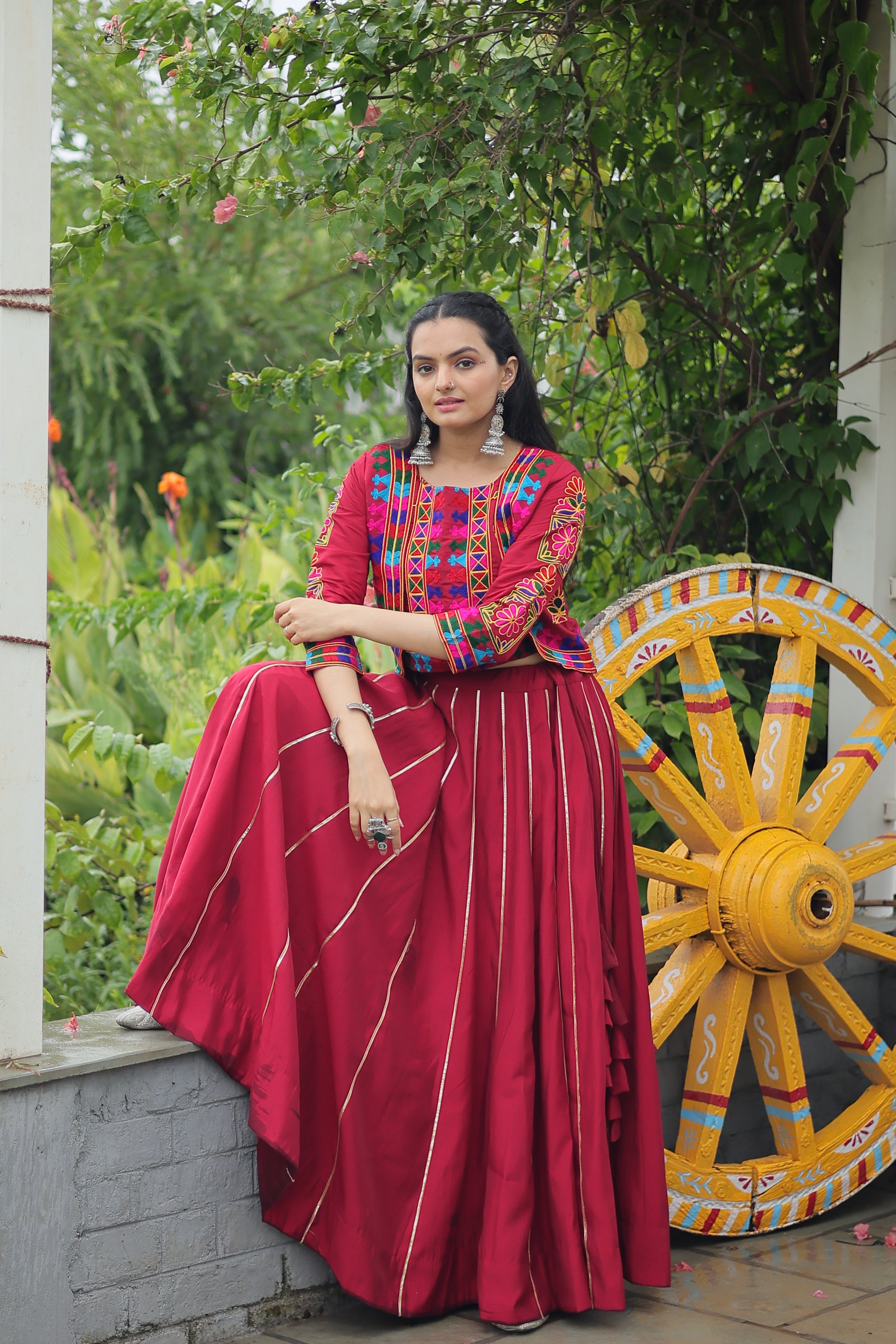 Ethnic Radiance Mirror Work Anarkali Set