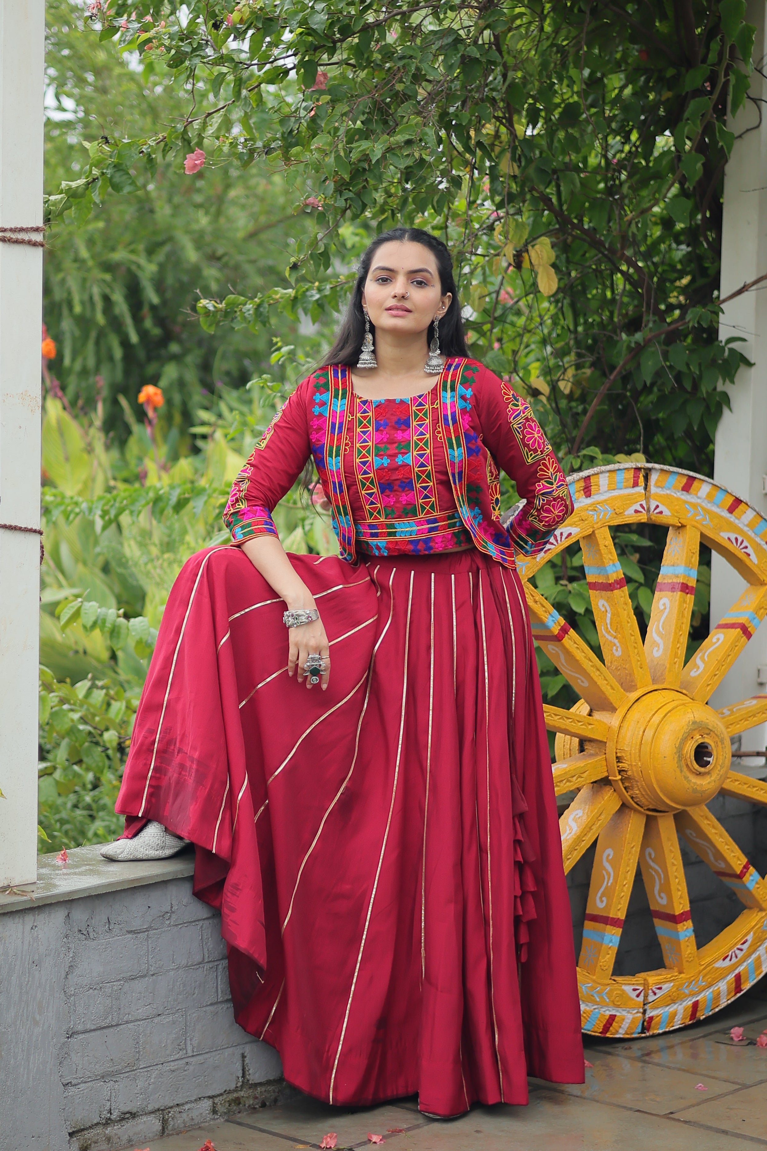 Ethnic Radiance Mirror Work Anarkali Set