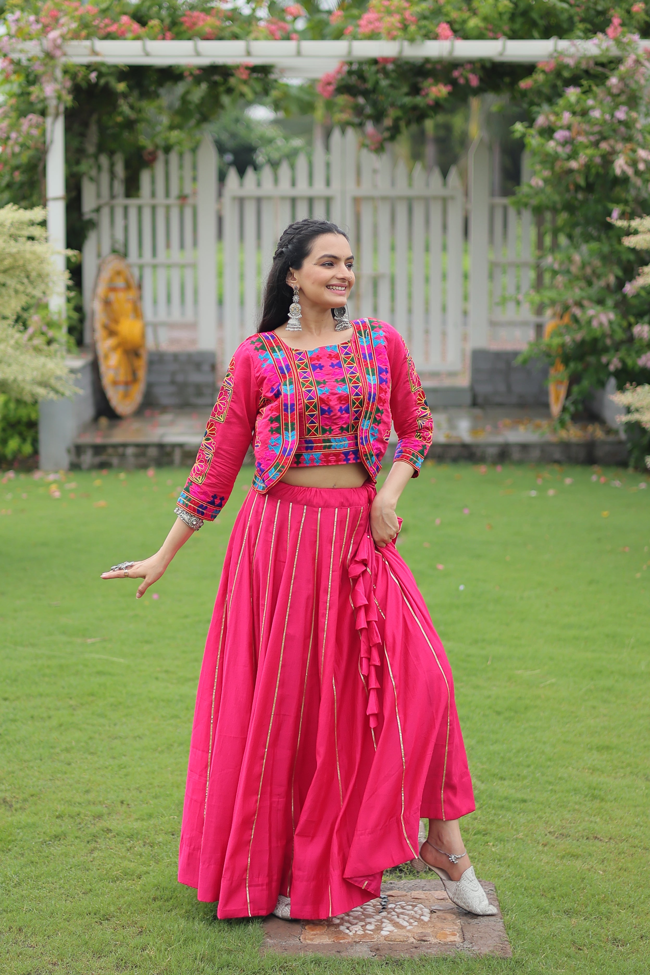 Ethnic Radiance Mirror Work Anarkali Set