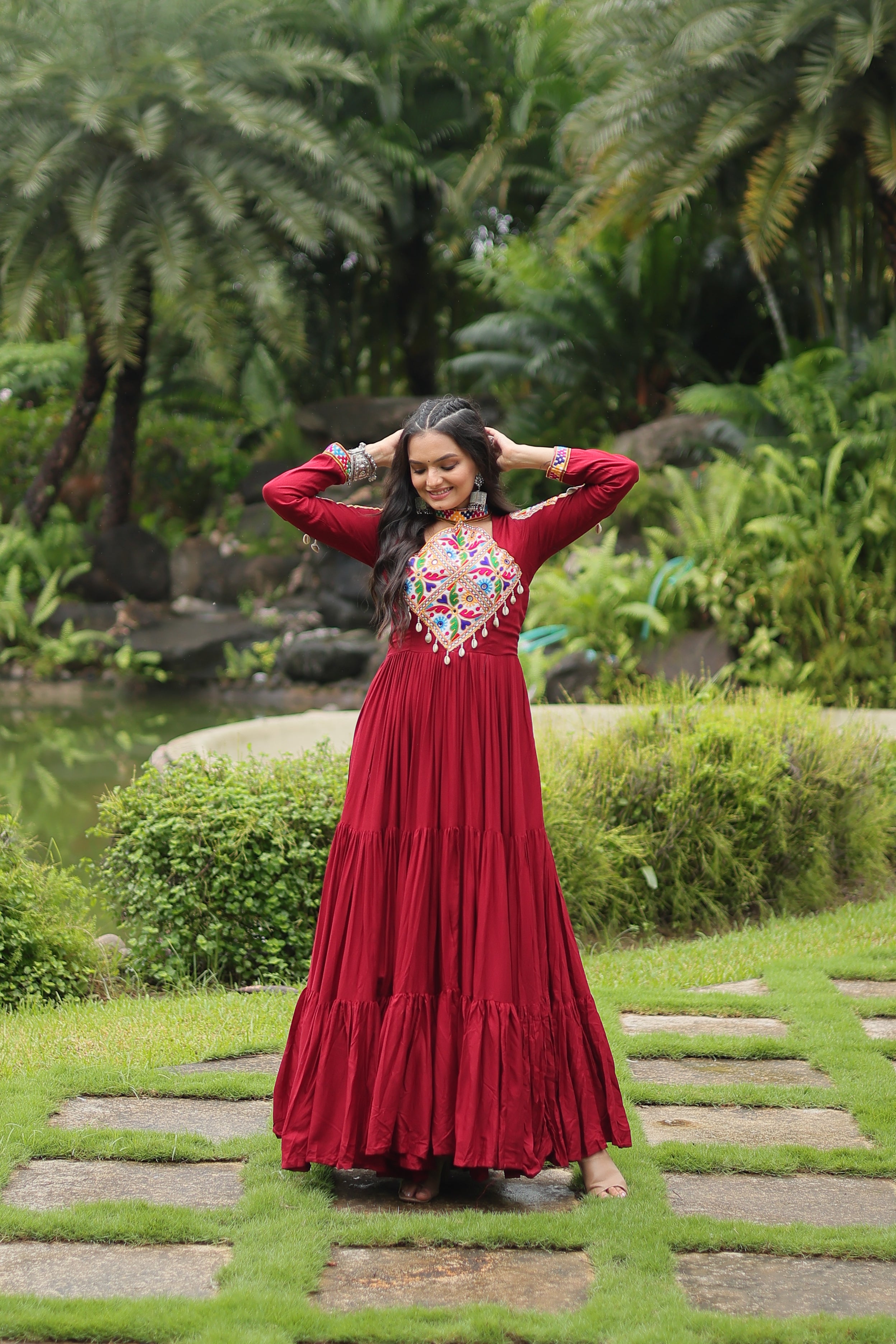 Gulnaar Red Mirror Royale Gown