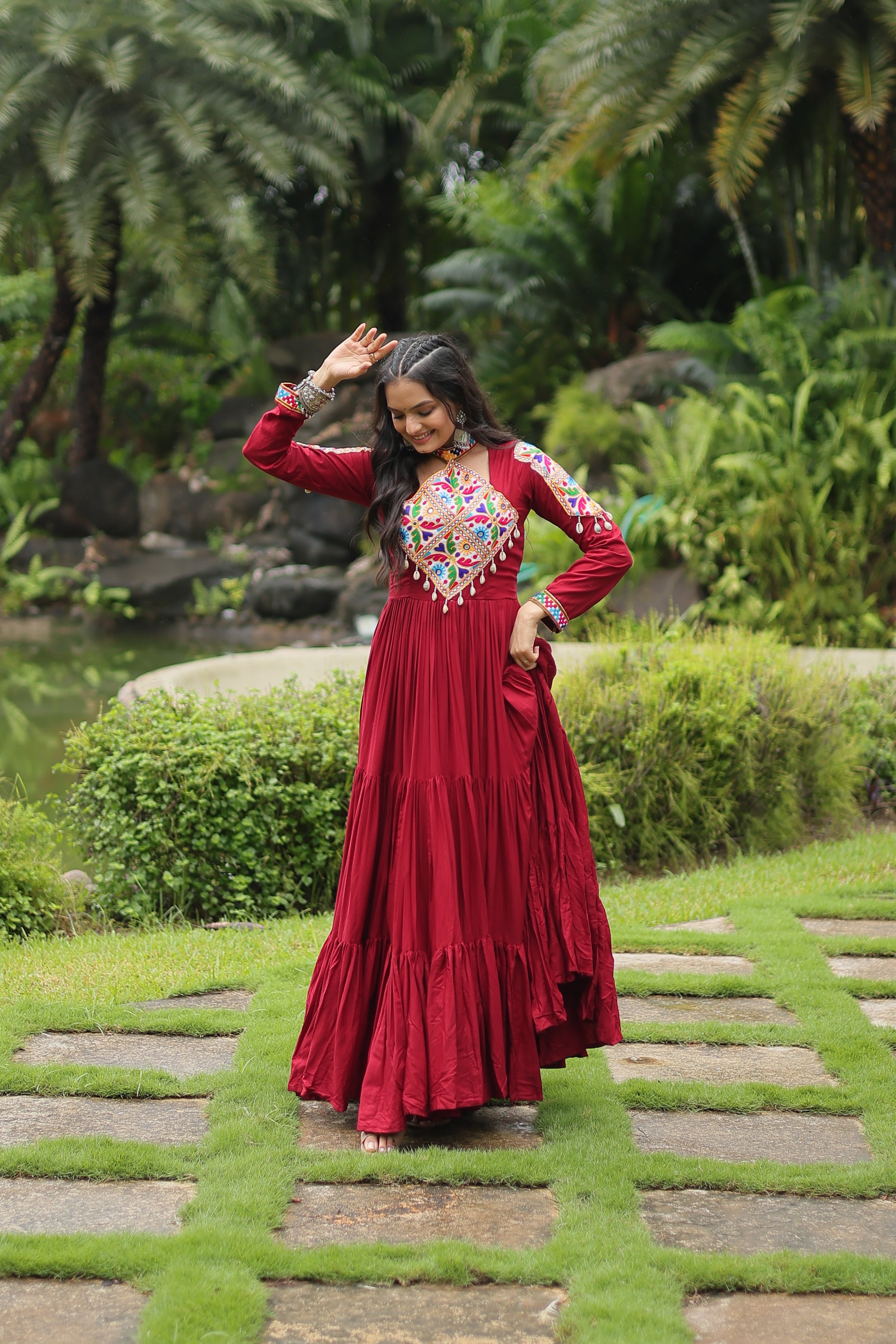 Gulnaar Red Mirror Royale Gown