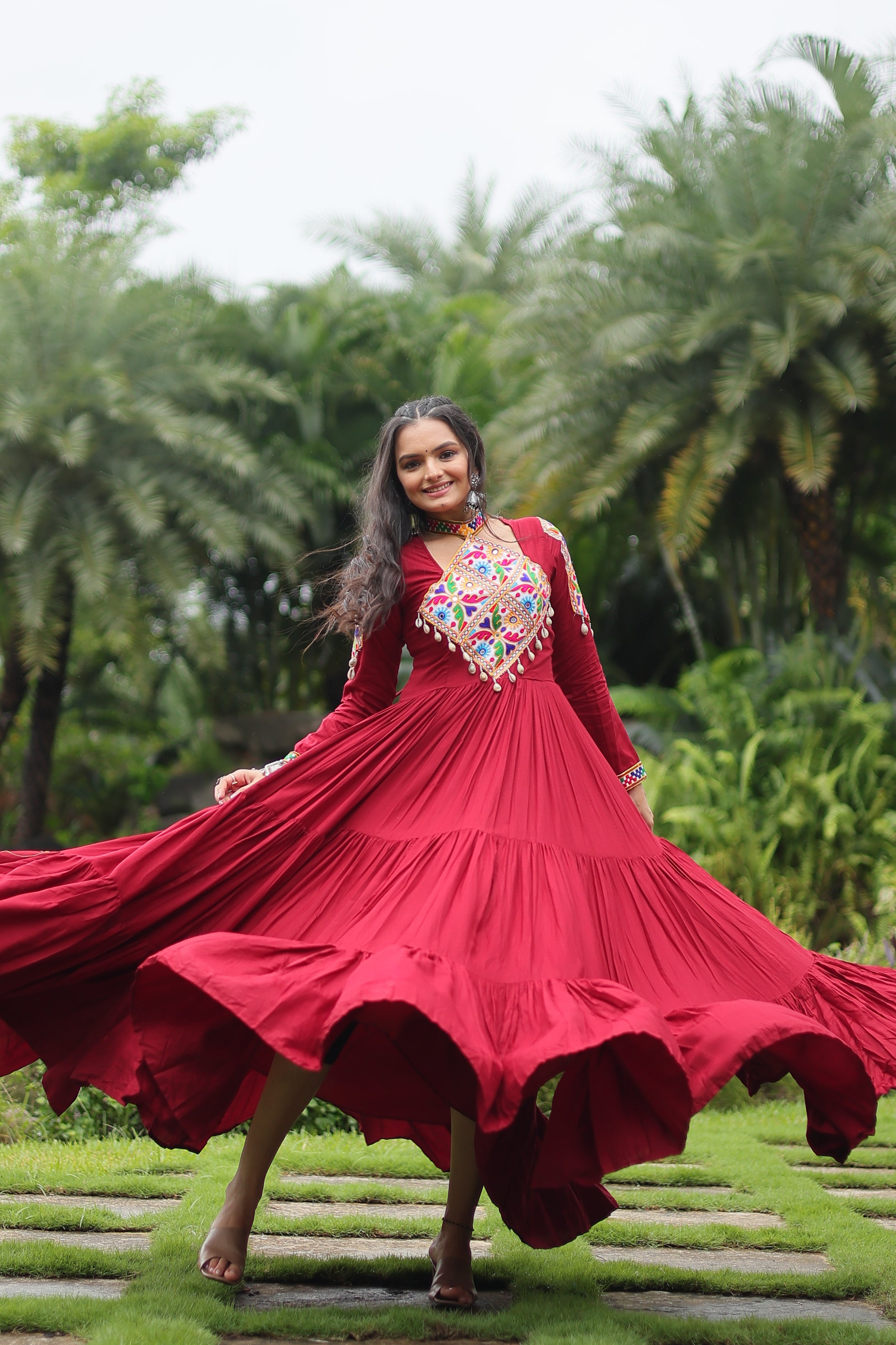 Gulnaar Red Mirror Royale Gown