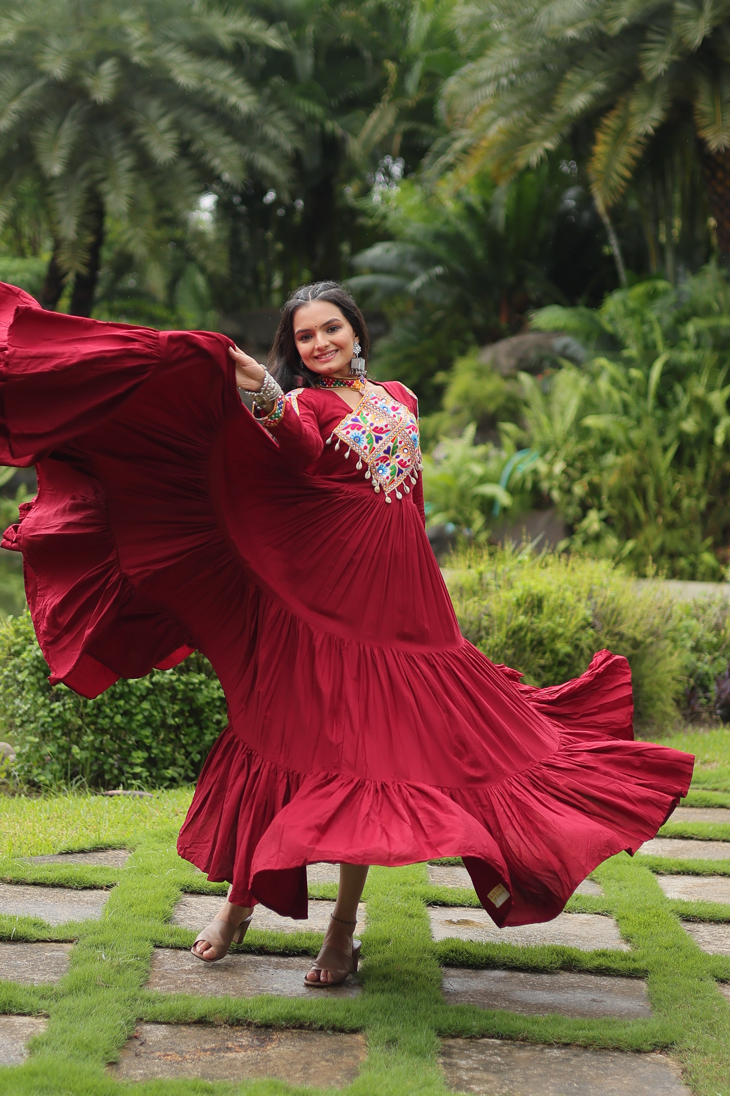 Gulnaar Red Mirror Royale Gown