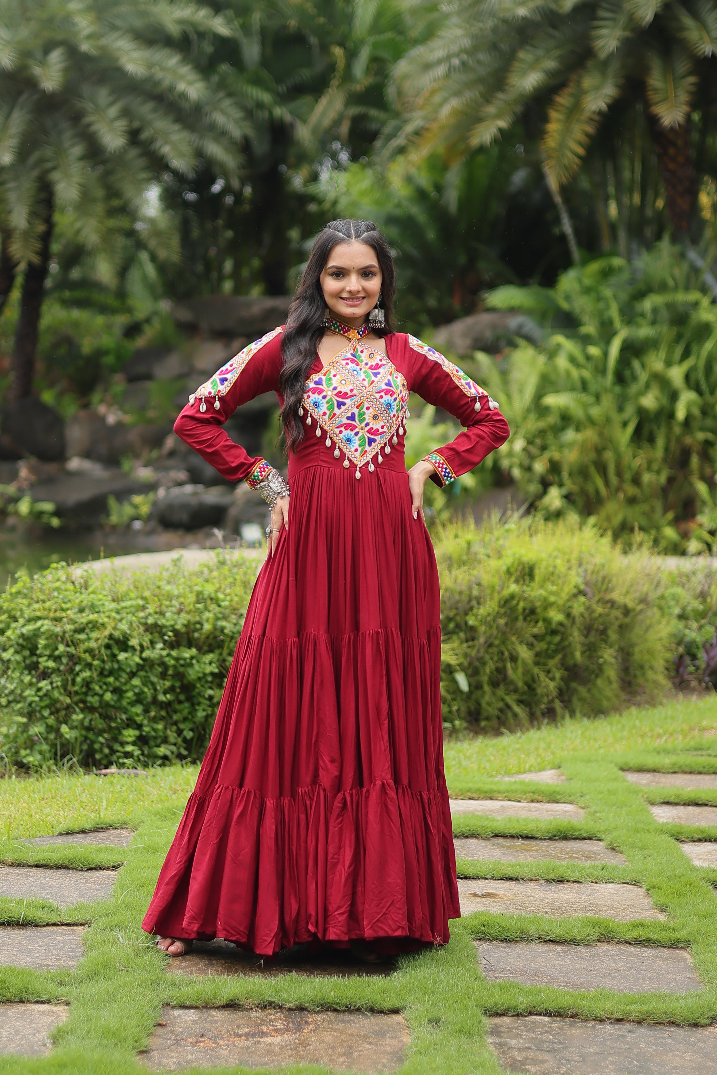 Gulnaar Red Mirror Royale Gown