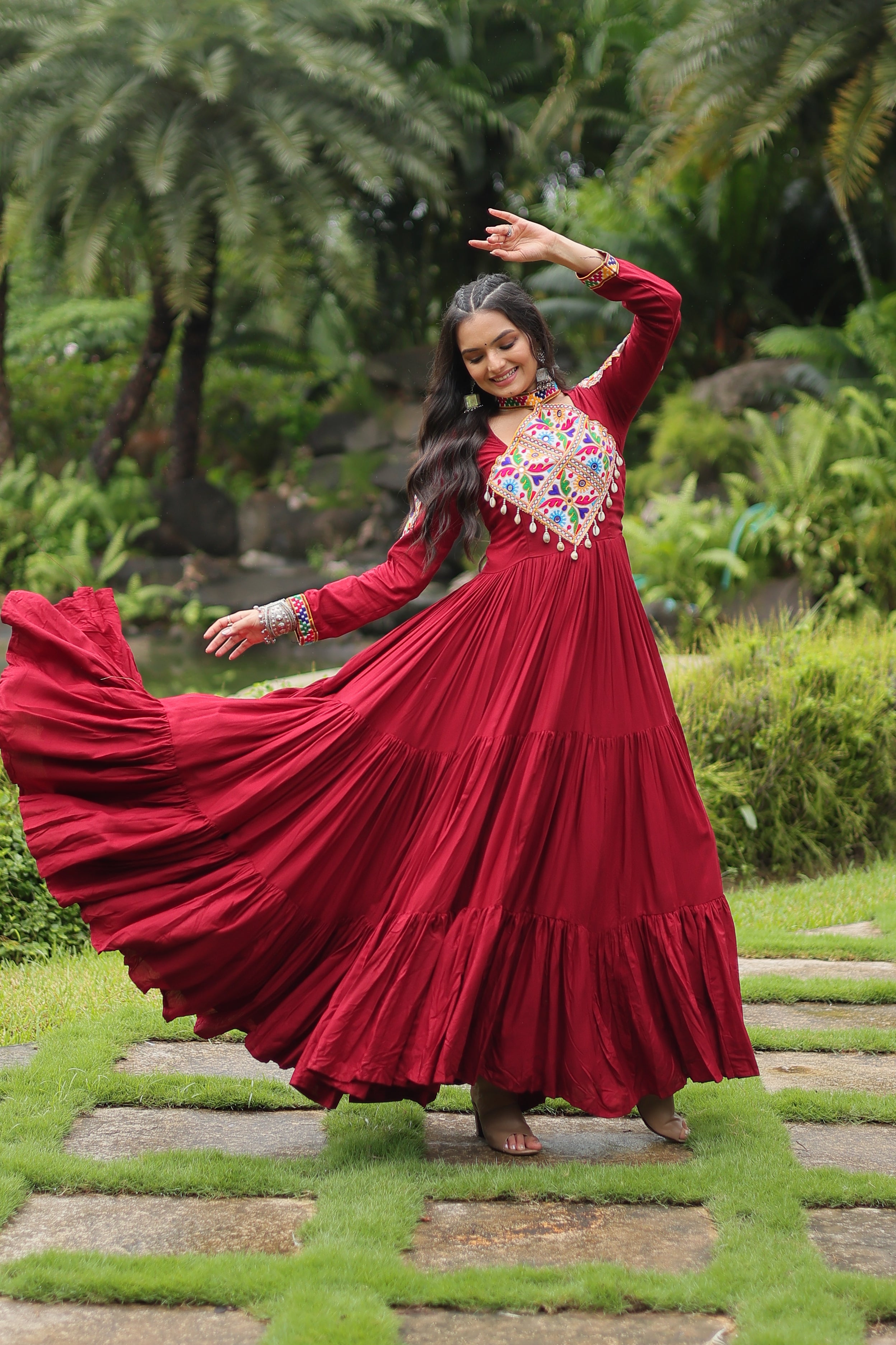 Gulnaar Red Mirror Royale Gown