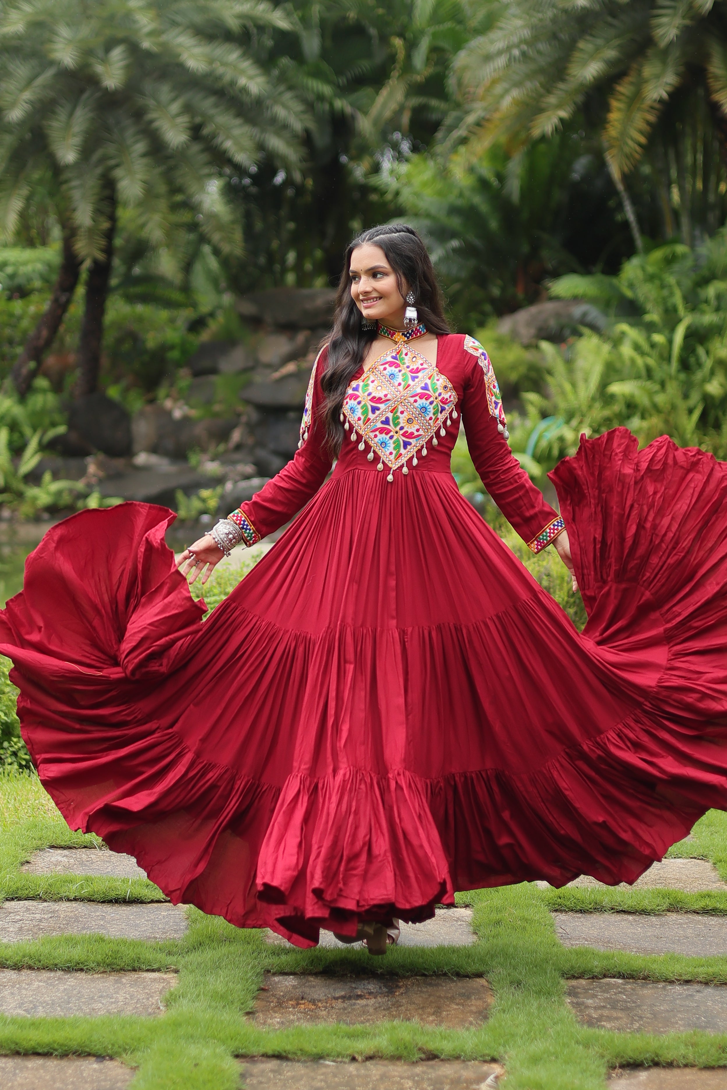 Gulnaar Red Mirror Royale Gown