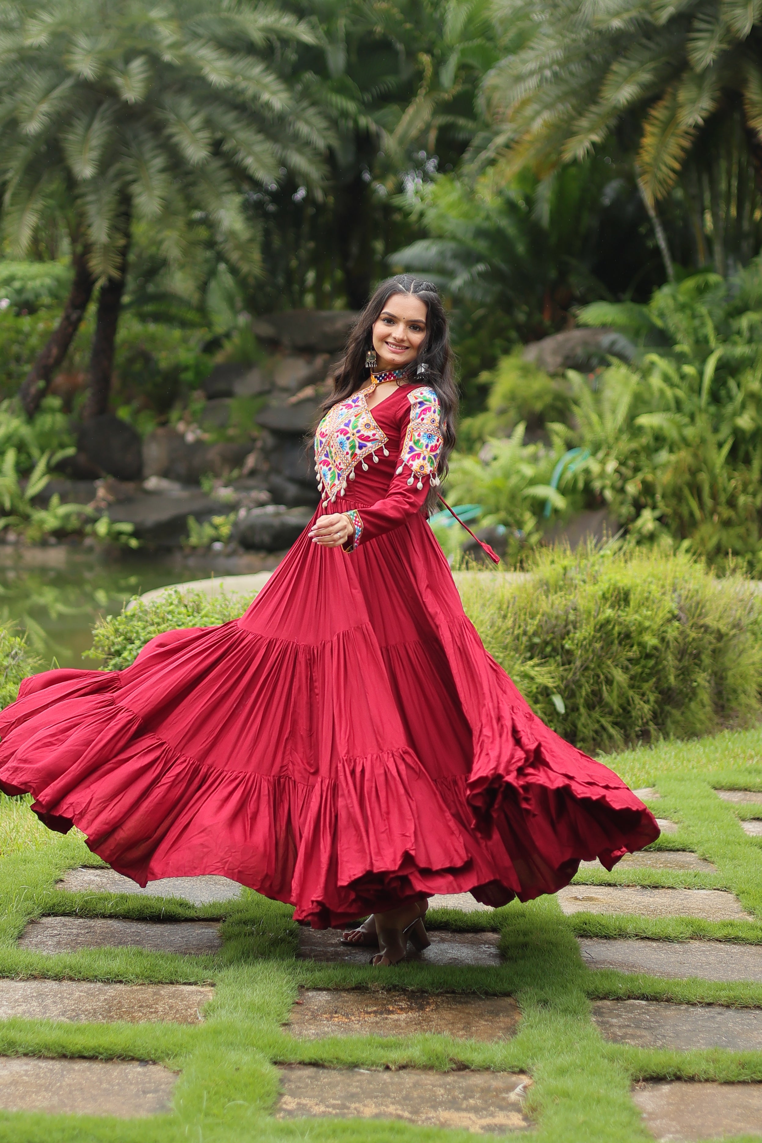 Gulnaar Red Mirror Royale Gown