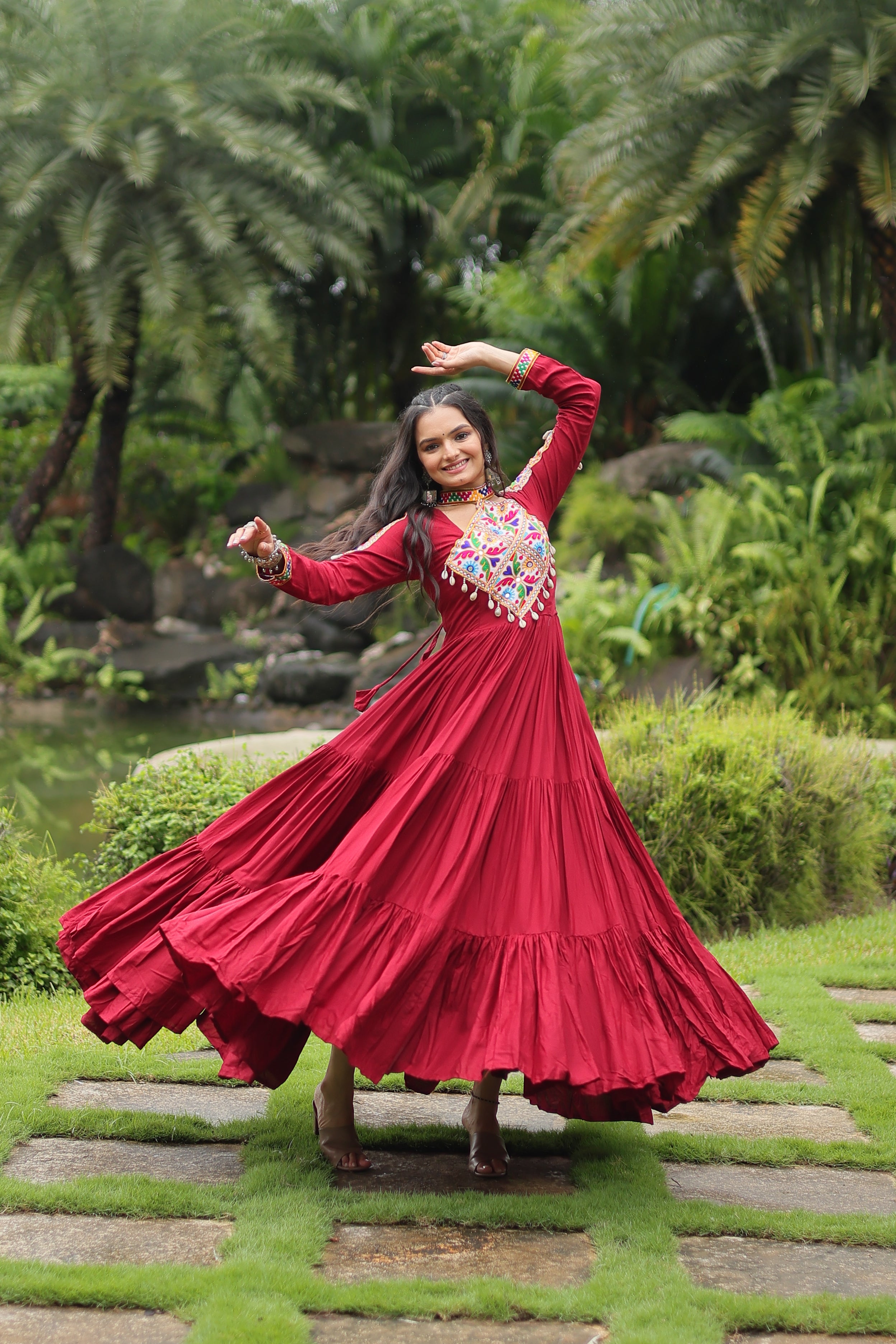 Gulnaar Red Mirror Royale Gown