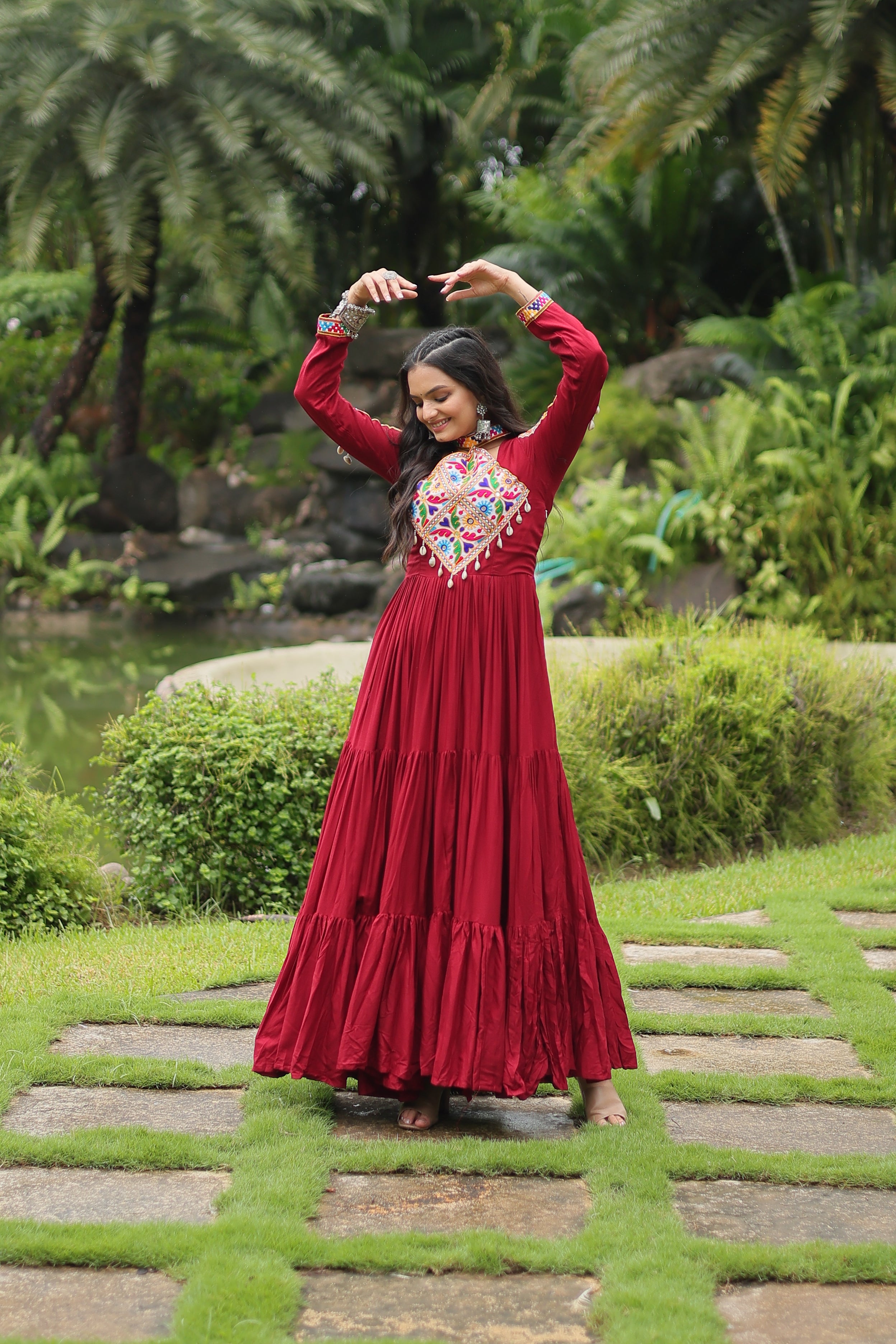 Gulnaar Red Mirror Royale Gown
