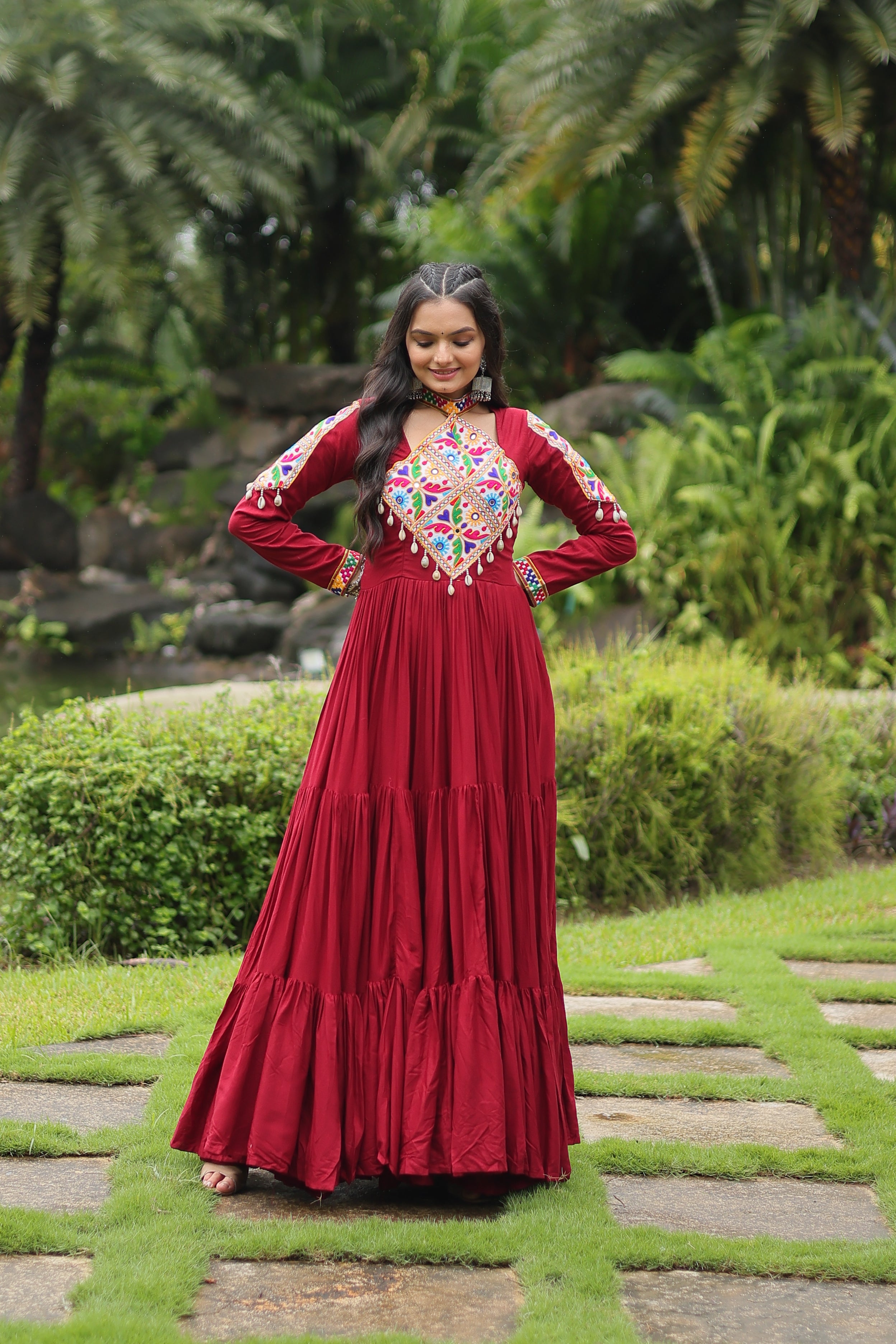 Gulnaar Red Mirror Royale Gown