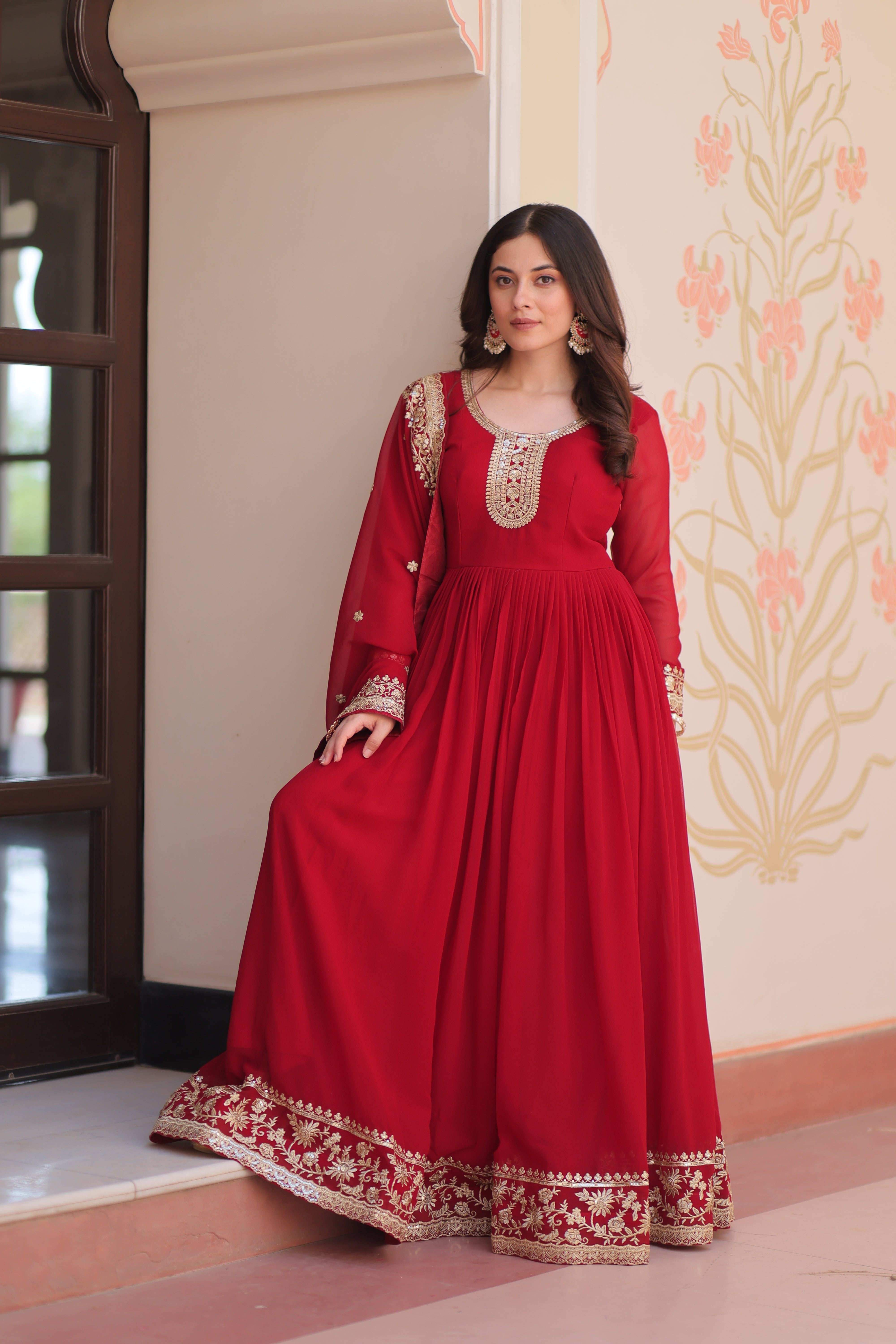 Heritage Embroidered Anarkali Gown with Zari and Sequin Detailing