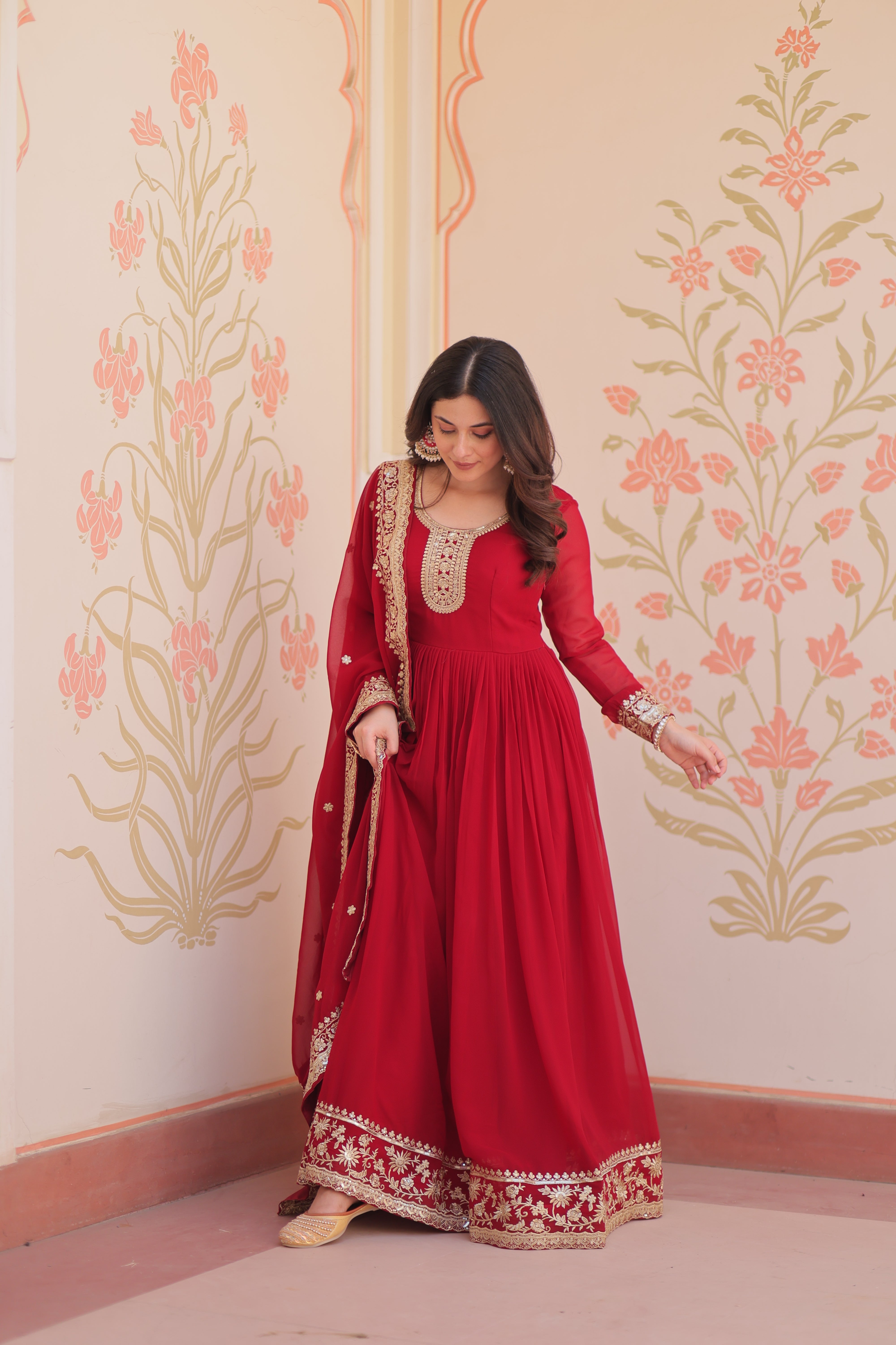 Heritage Embroidered Anarkali Gown with Zari and Sequin Detailing
