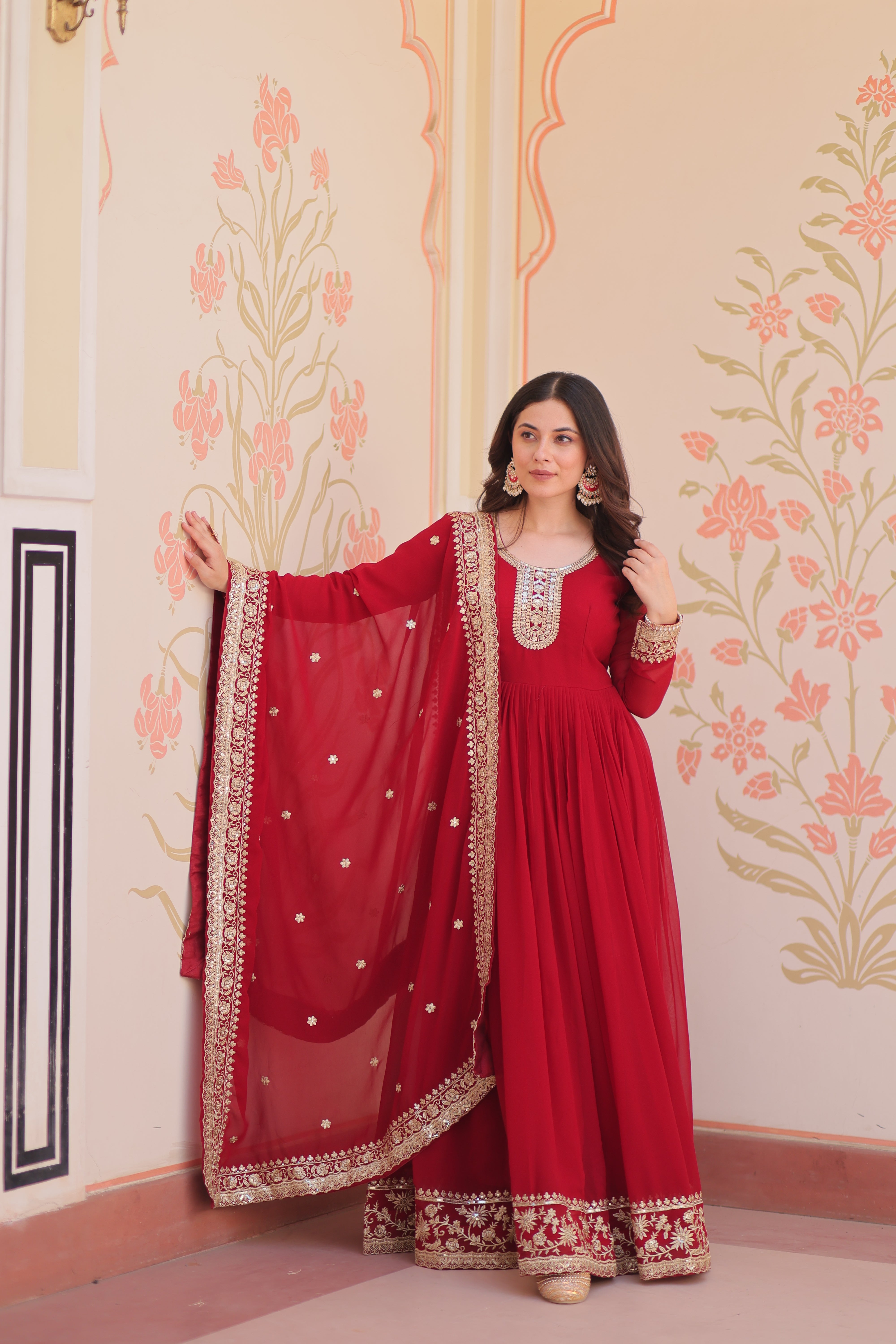 Heritage Embroidered Anarkali Gown with Zari and Sequin Detailing