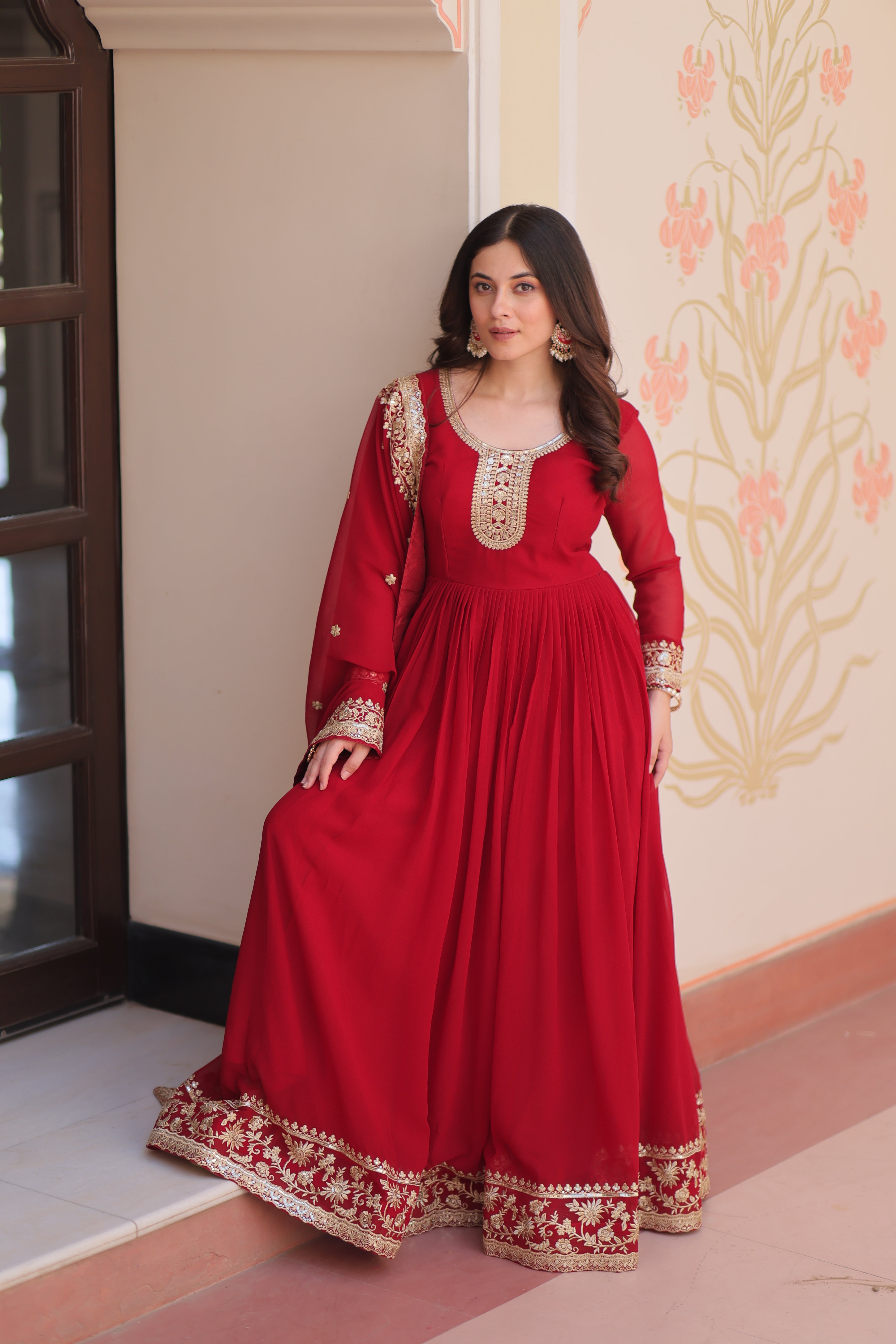 Heritage Embroidered Anarkali Gown with Zari and Sequin Detailing