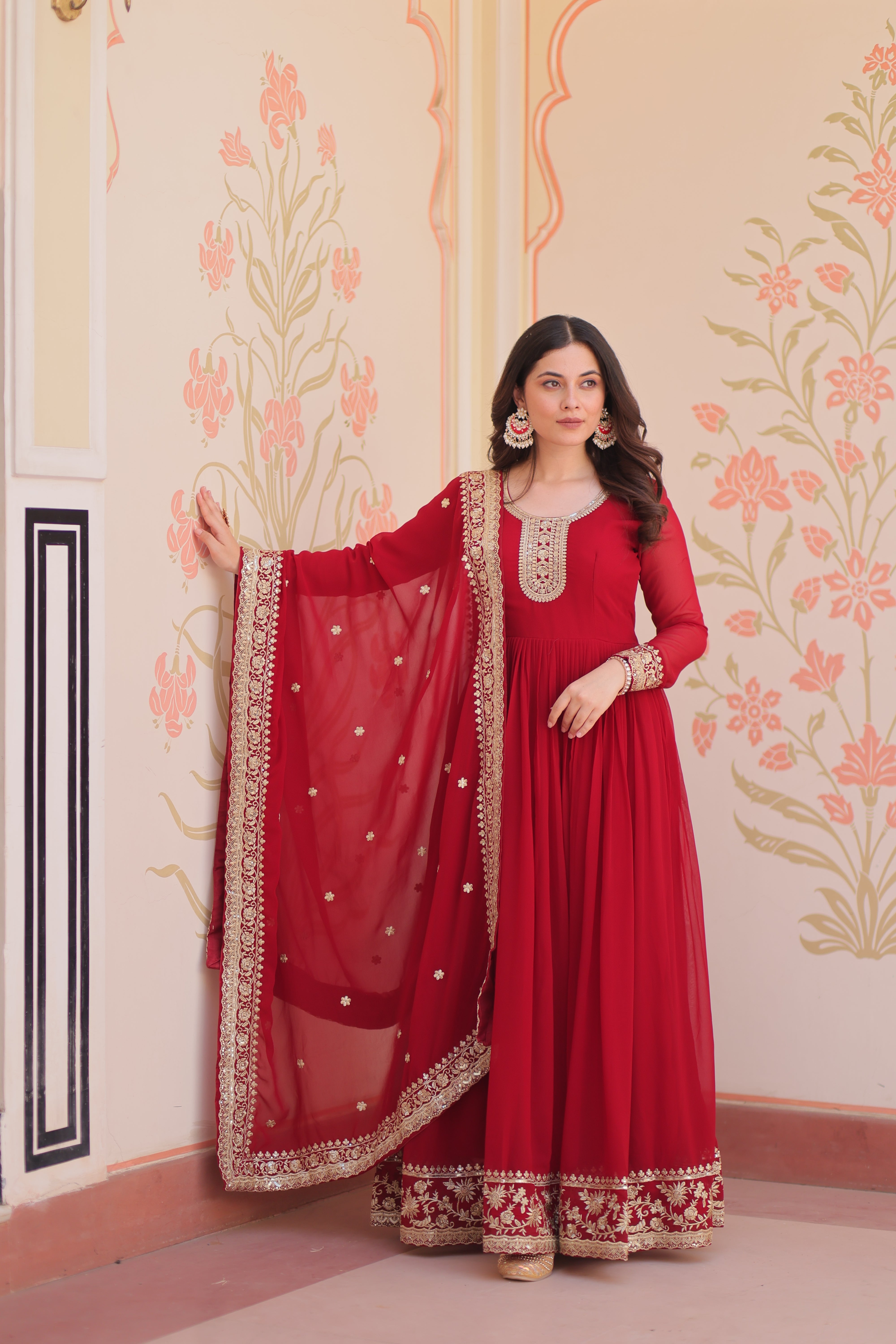 Heritage Embroidered Anarkali Gown with Zari and Sequin Detailing