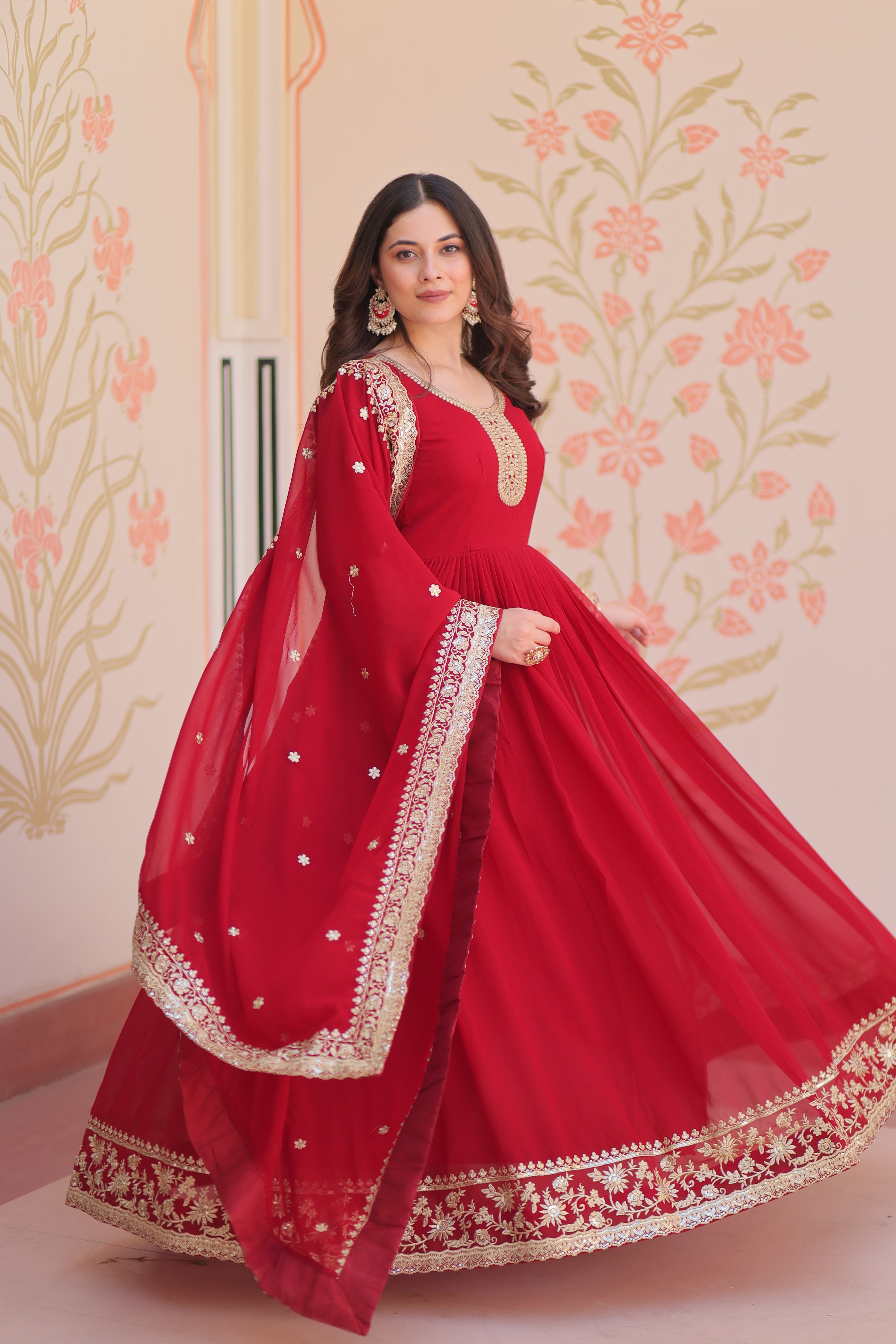 Heritage Embroidered Anarkali Gown with Zari and Sequin Detailing