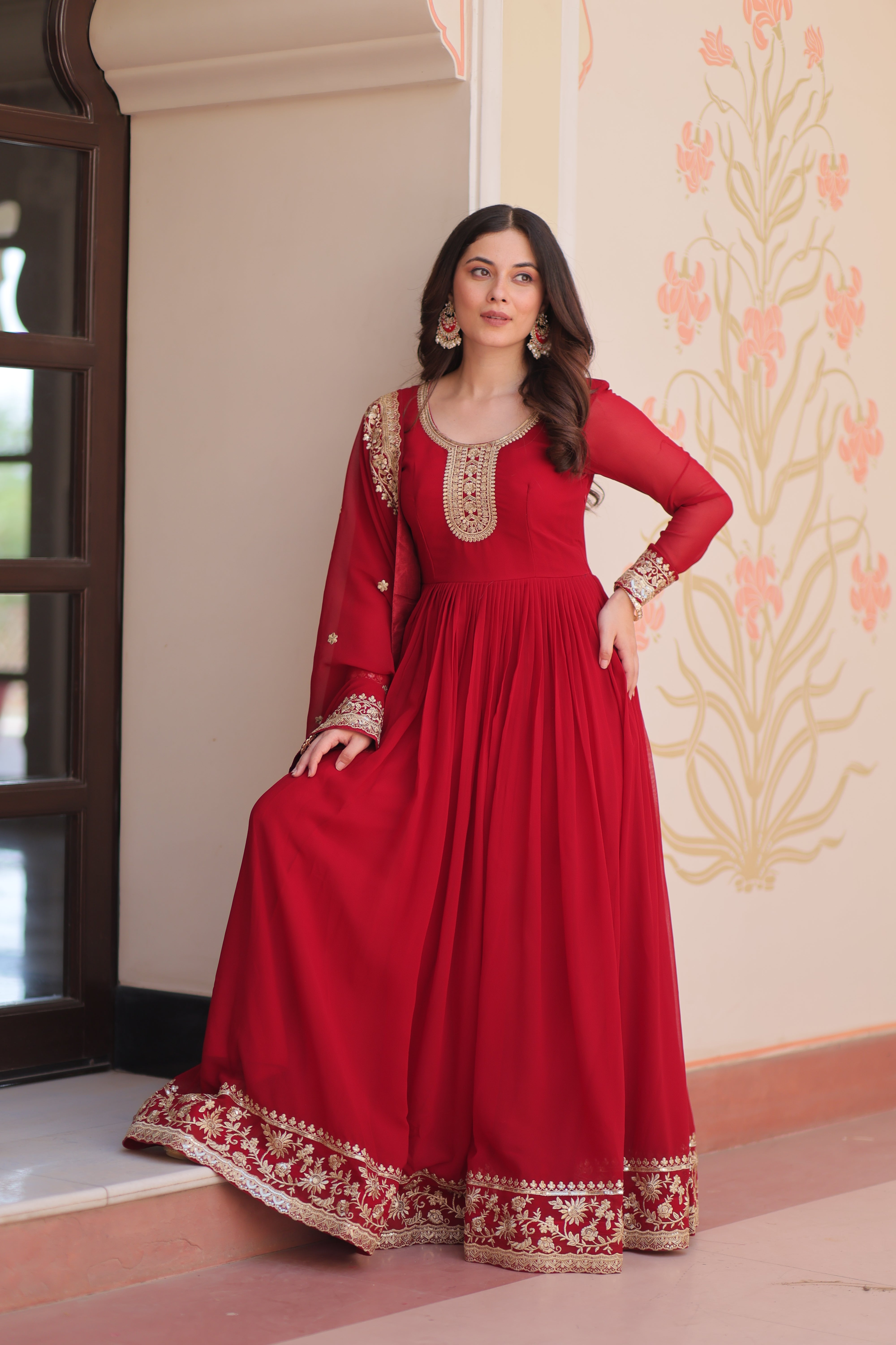 Heritage Embroidered Anarkali Gown with Zari and Sequin Detailing