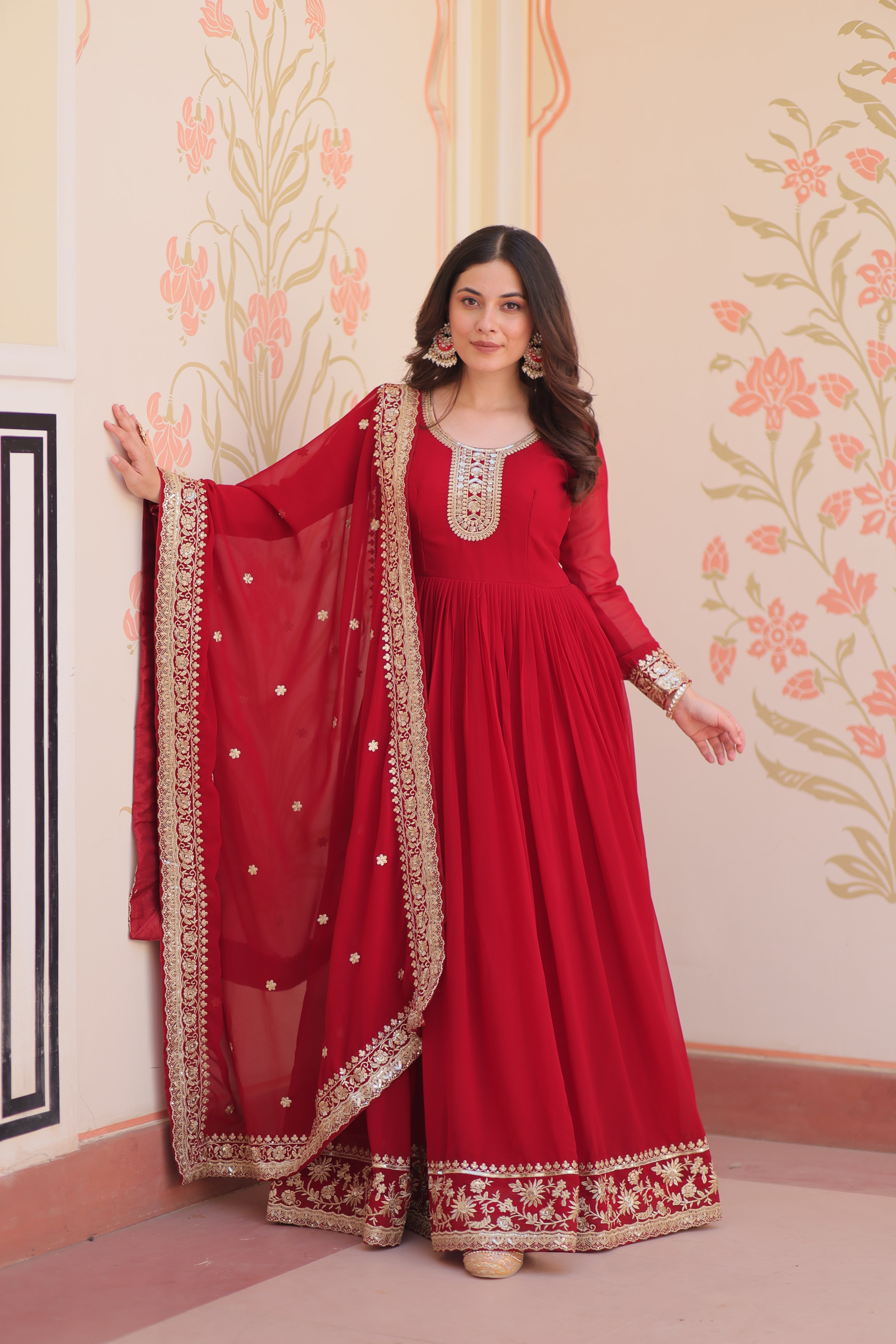 Heritage Embroidered Anarkali Gown with Zari and Sequin Detailing