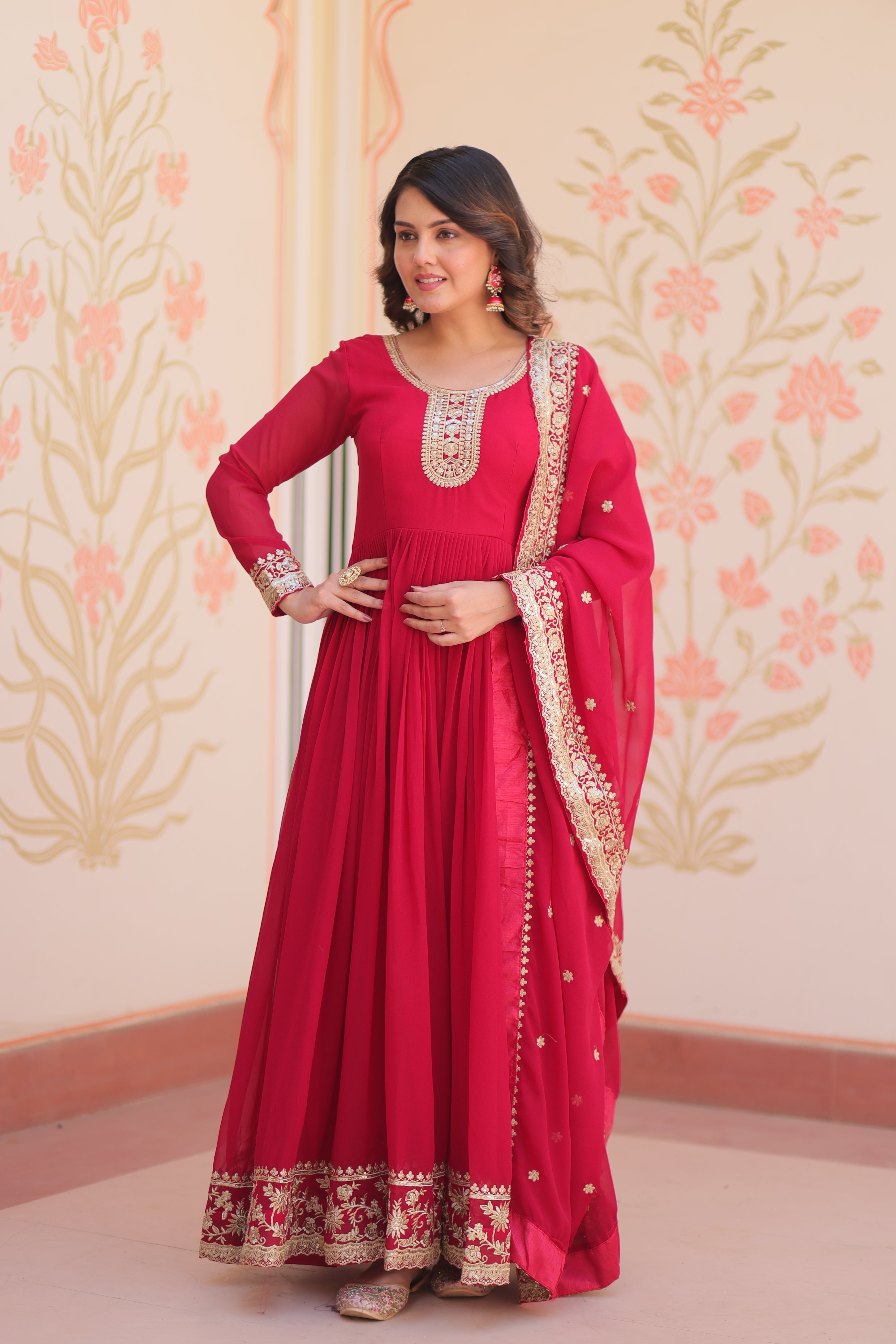 Heritage Embroidered Anarkali Gown with Zari and Sequin Detailing