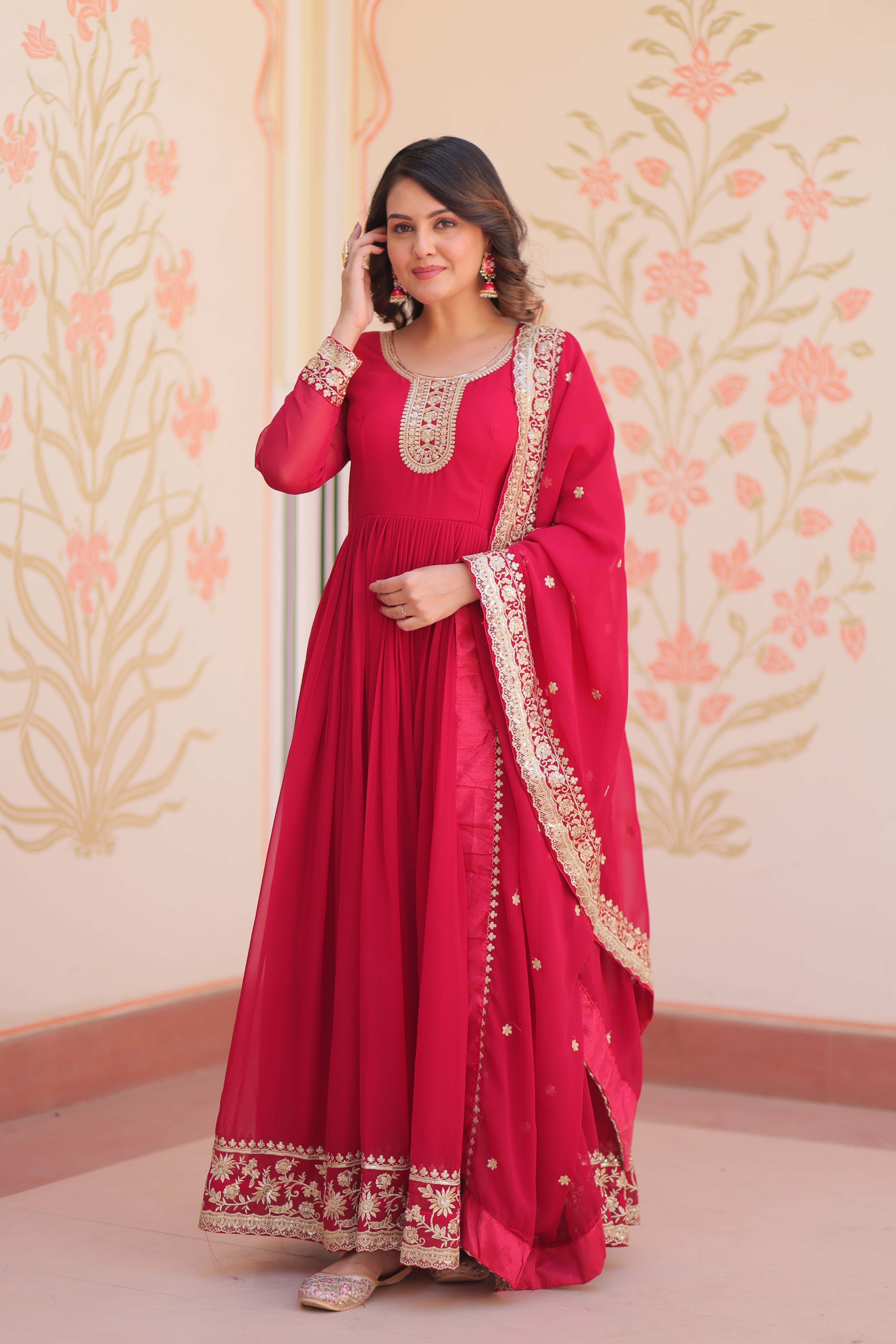 Heritage Embroidered Anarkali Gown with Zari and Sequin Detailing