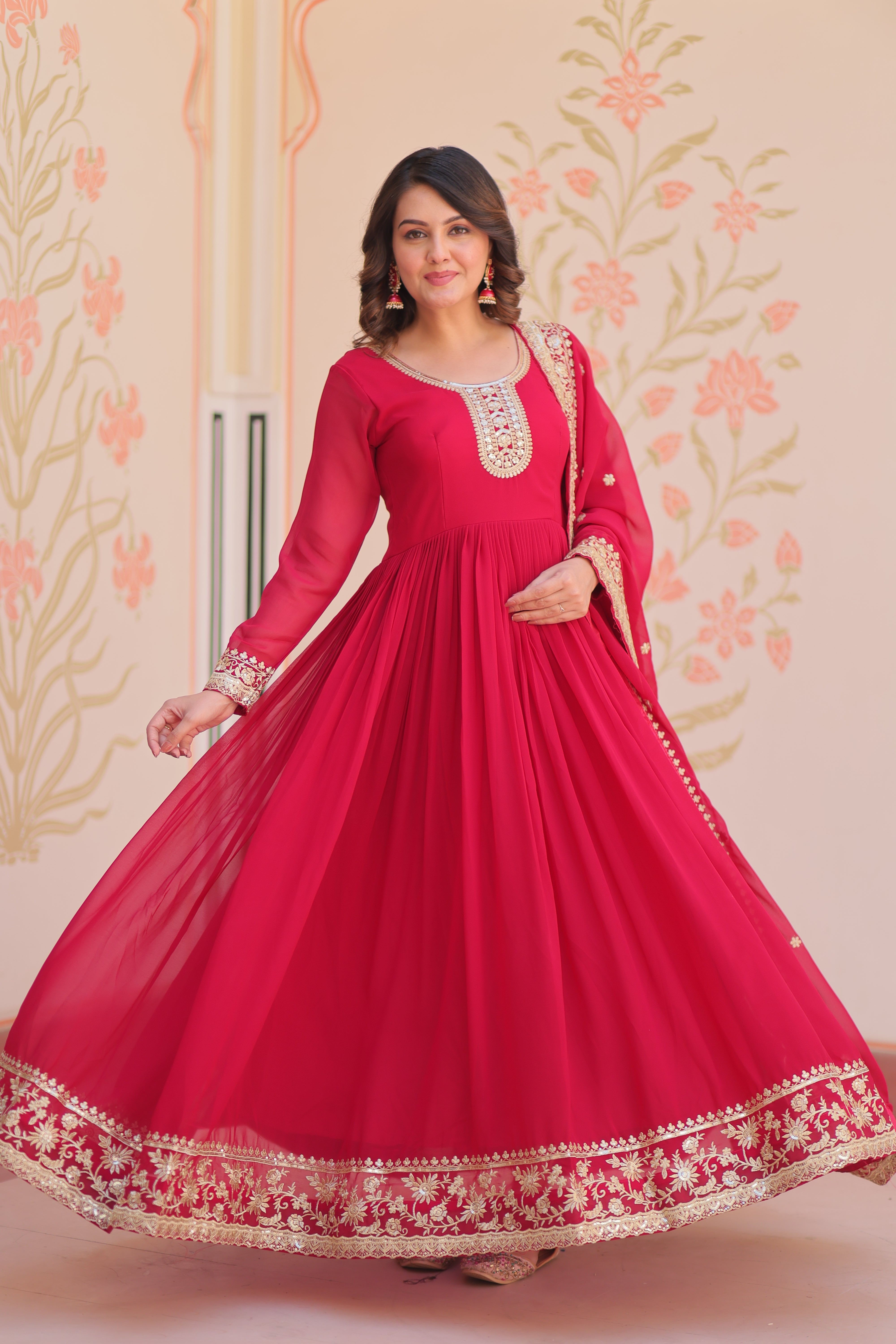 Heritage Embroidered Anarkali Gown with Zari and Sequin Detailing