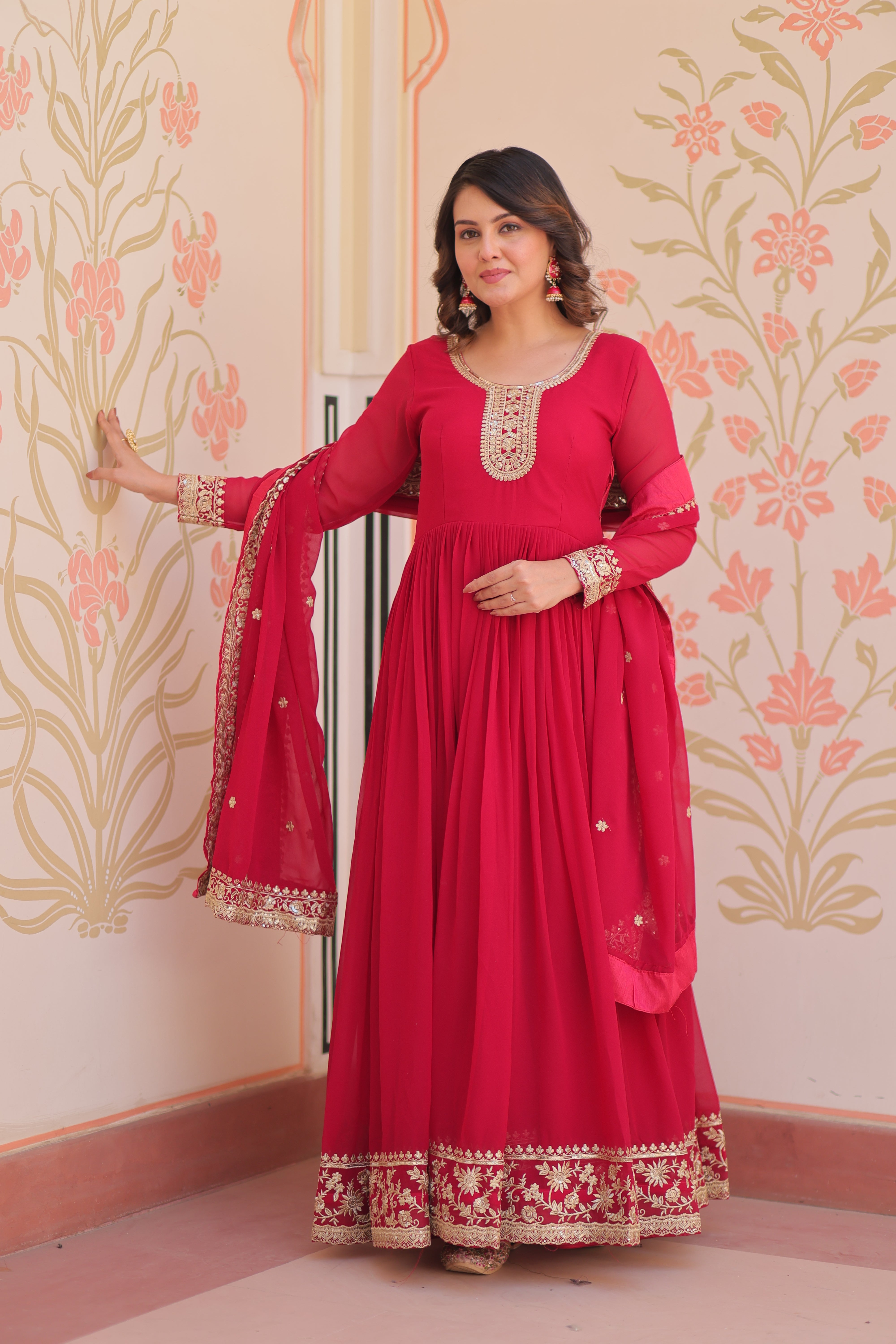 Heritage Embroidered Anarkali Gown with Zari and Sequin Detailing