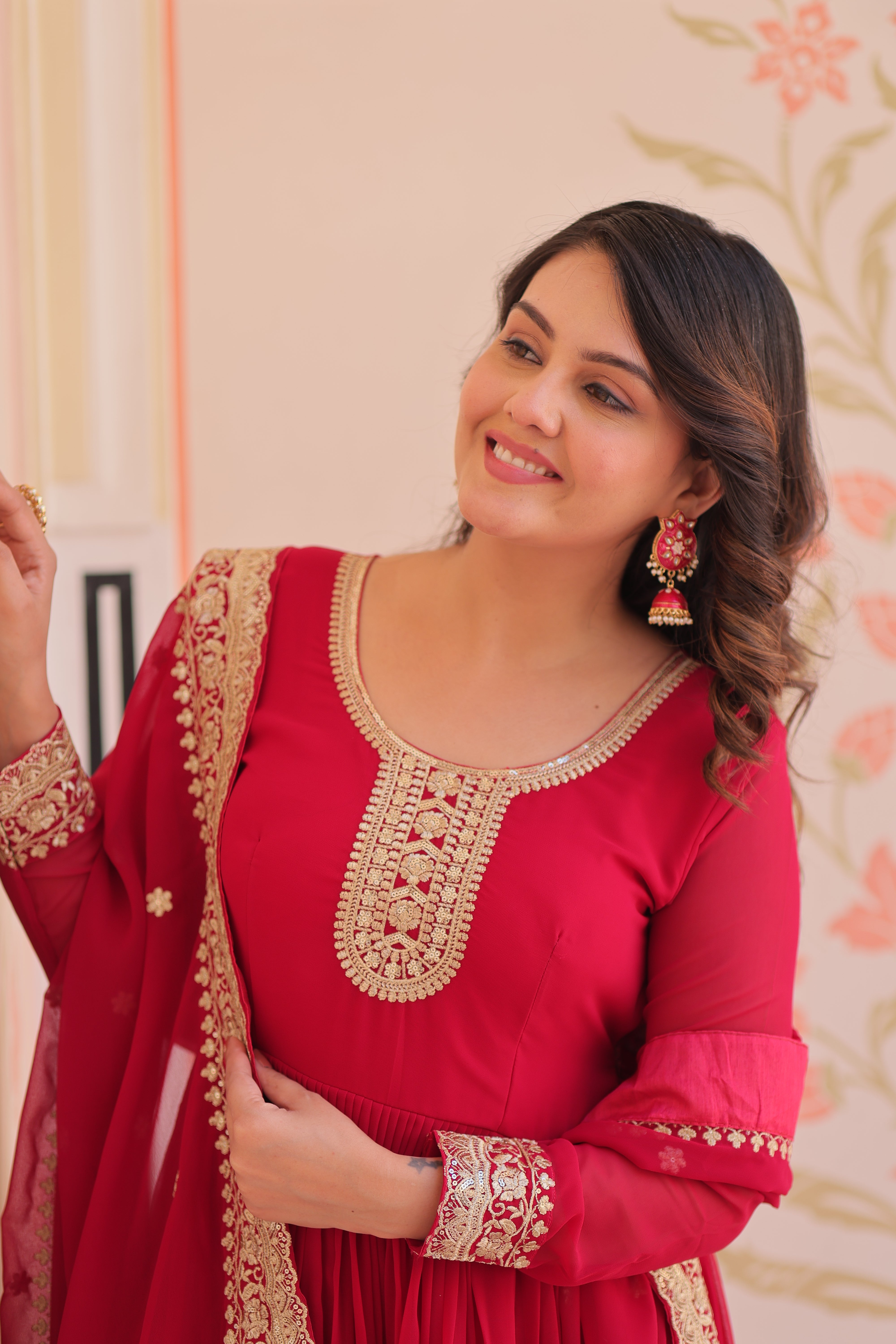 Heritage Embroidered Anarkali Gown with Zari and Sequin Detailing