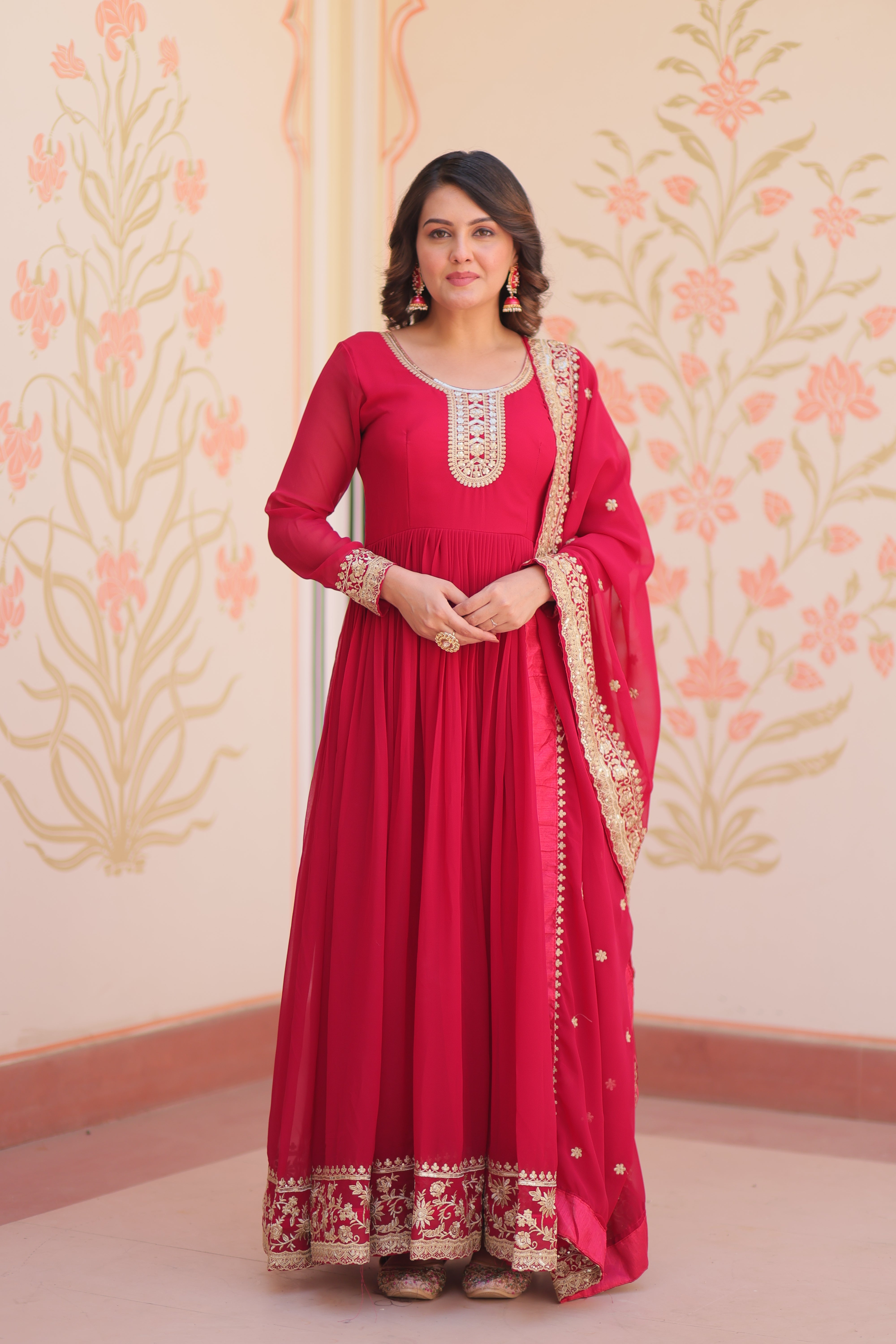 Heritage Embroidered Anarkali Gown with Zari and Sequin Detailing