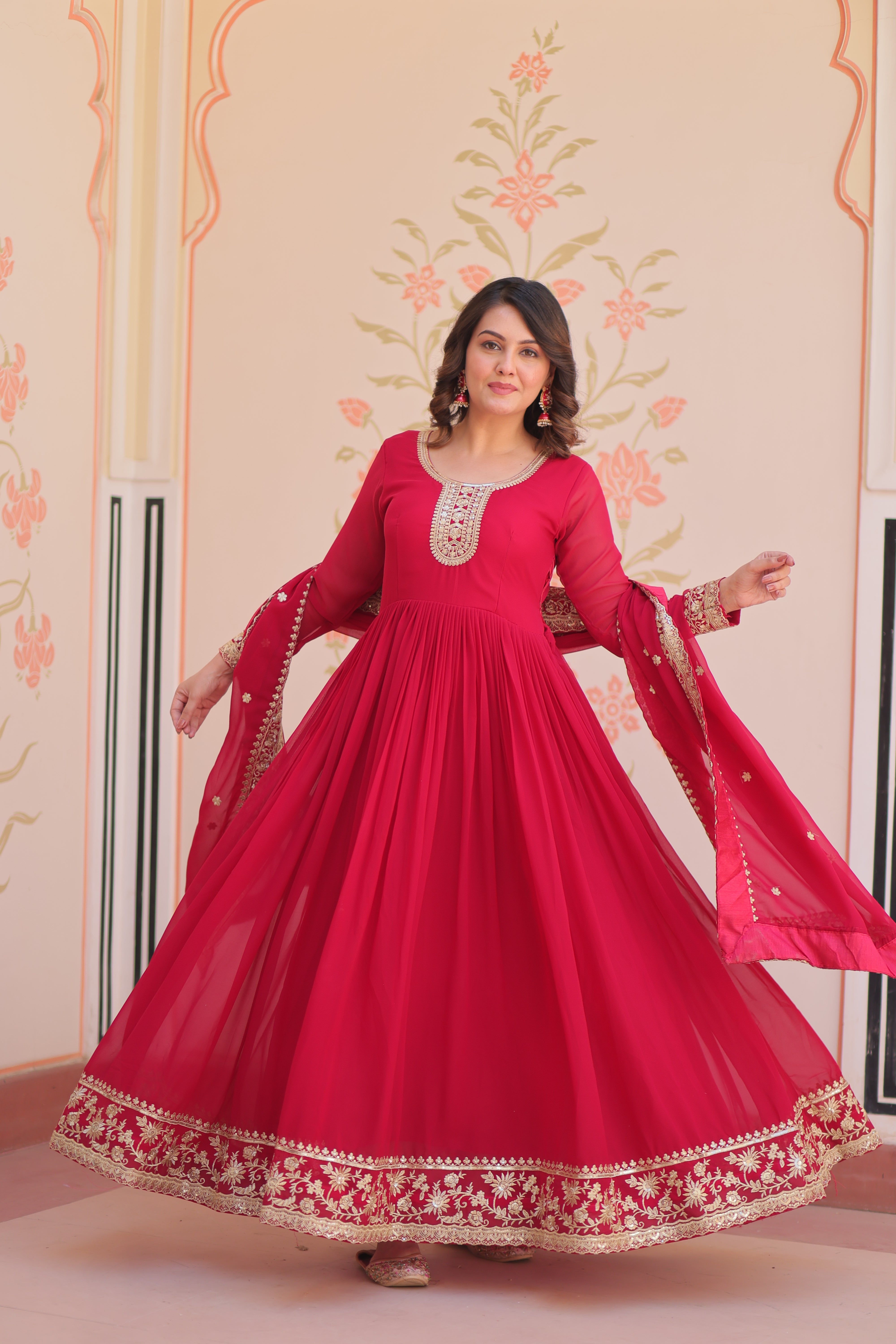 Heritage Embroidered Anarkali Gown with Zari and Sequin Detailing